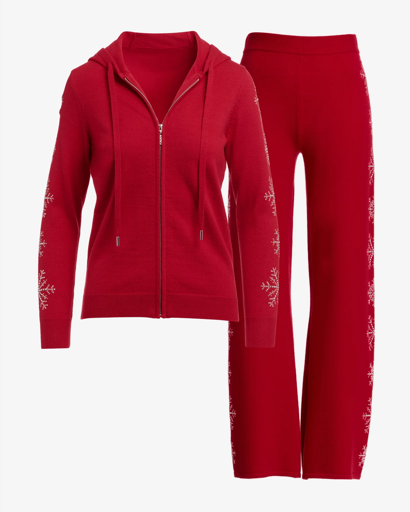 Snowflake Embellished Lounge Set Racing Red - Mycitystee