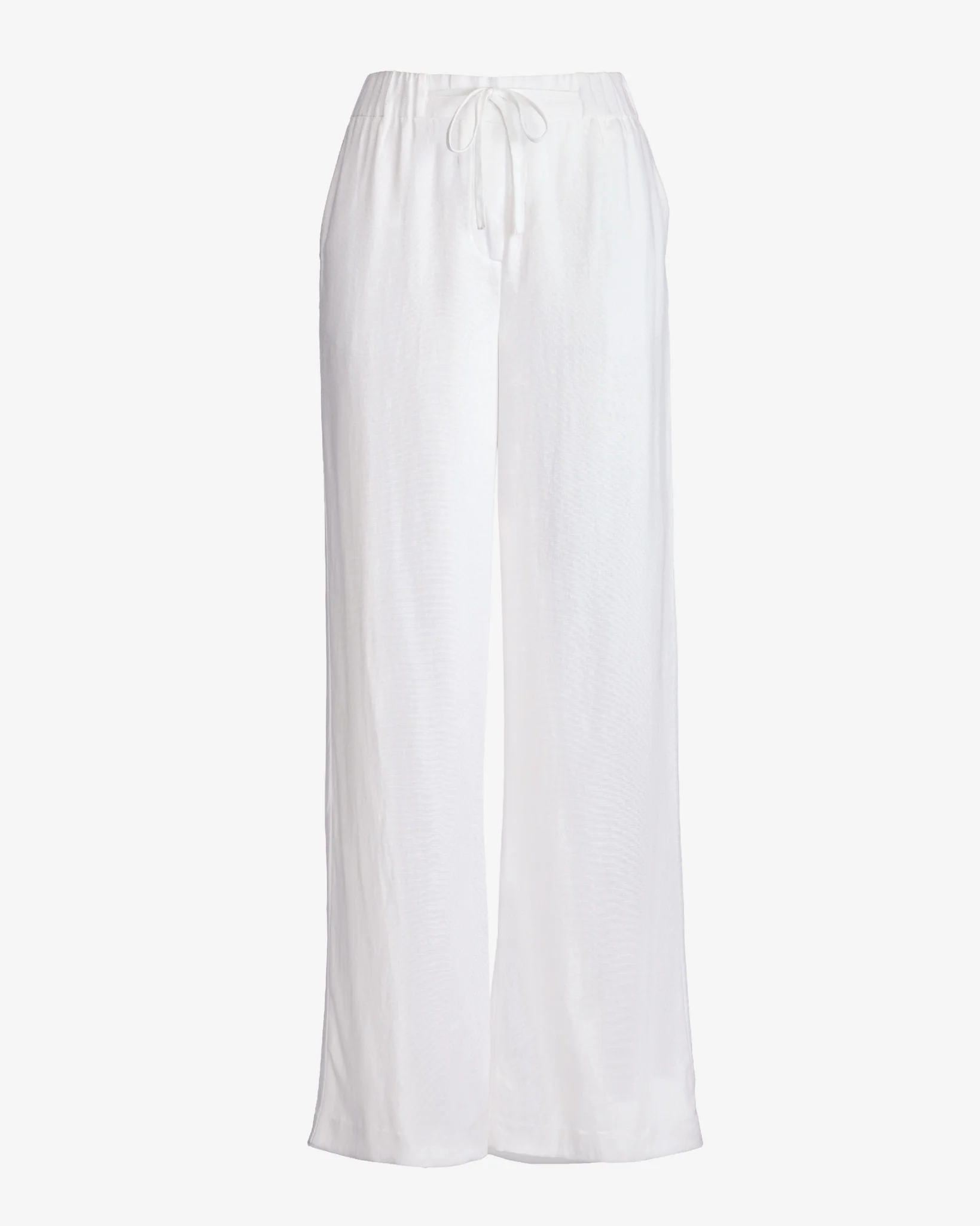 Malibu Wide Leg Drawstring Linen Pant White - Mycitystee
