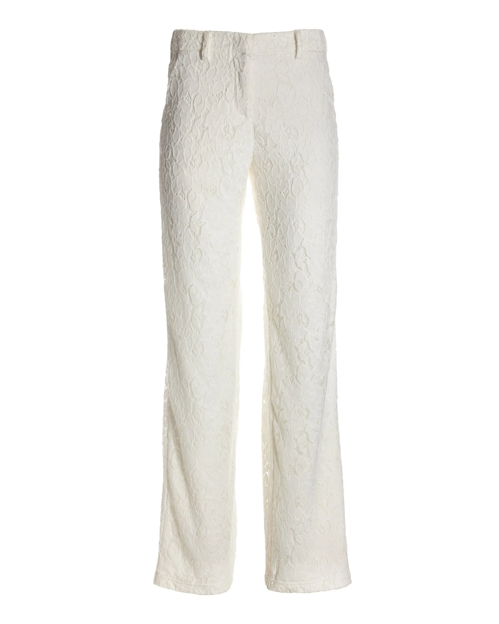 Knit Lace Straight-Leg Trouser Pant Off White - Mycitystee