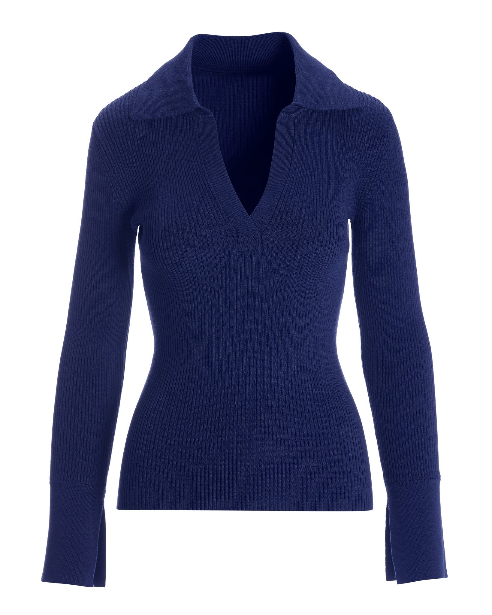 Ribbed Collar Sweater Navy - Mycitystee
