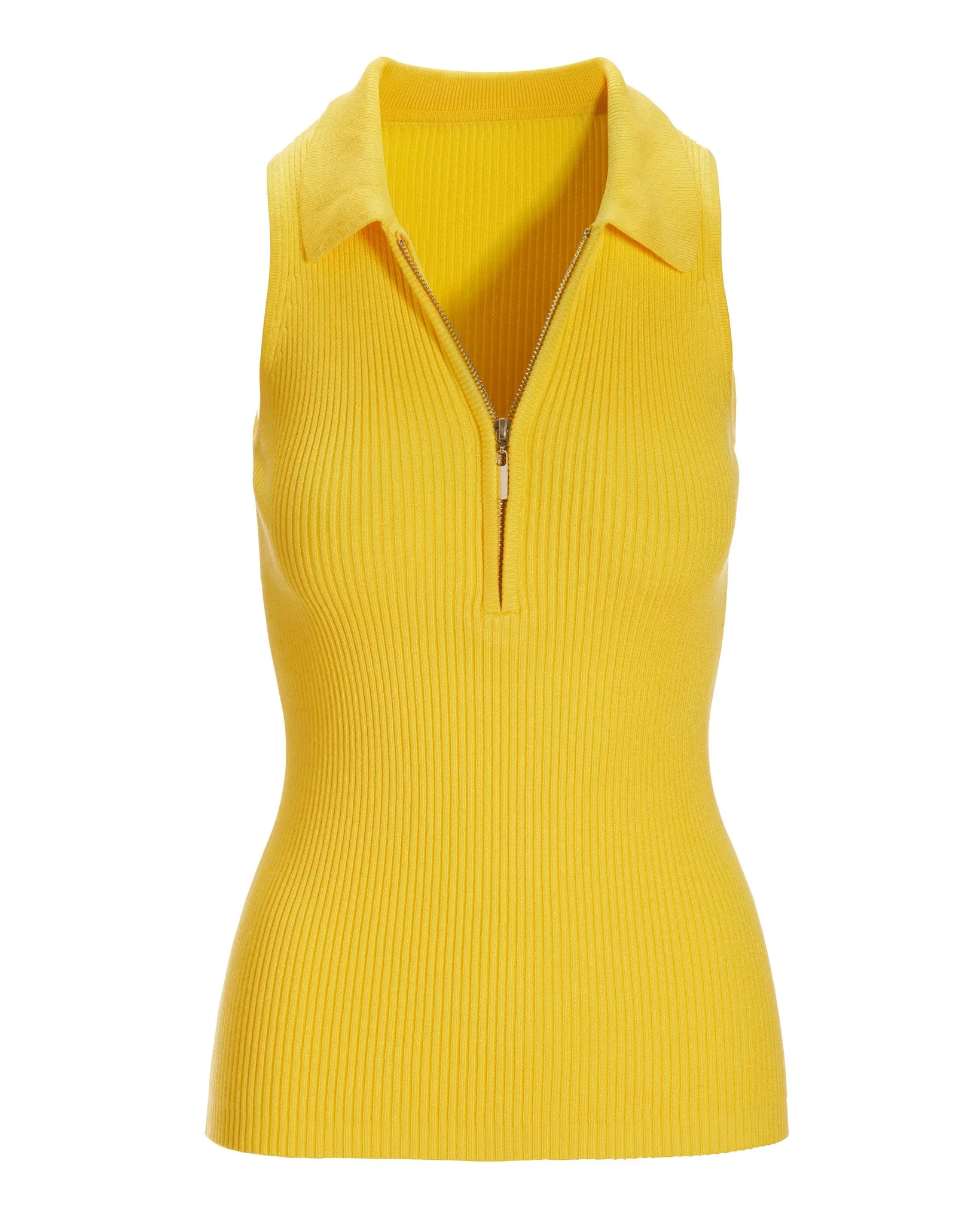 Sleeveless Ribbed Half-Zip Sweater Lemon Zest - Mycitystee