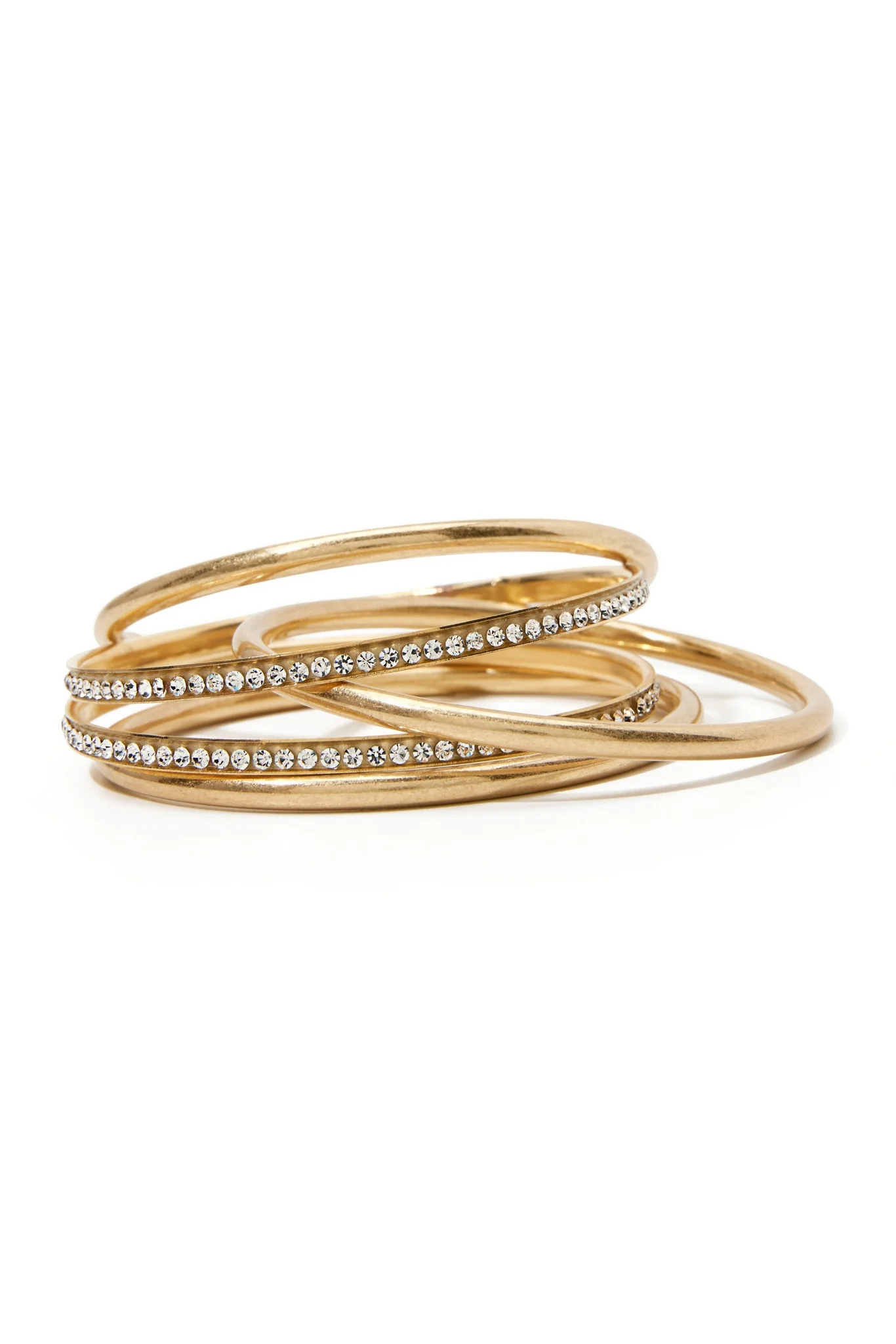 Crystal and Gold Bangle Set Gold - Mycitystee