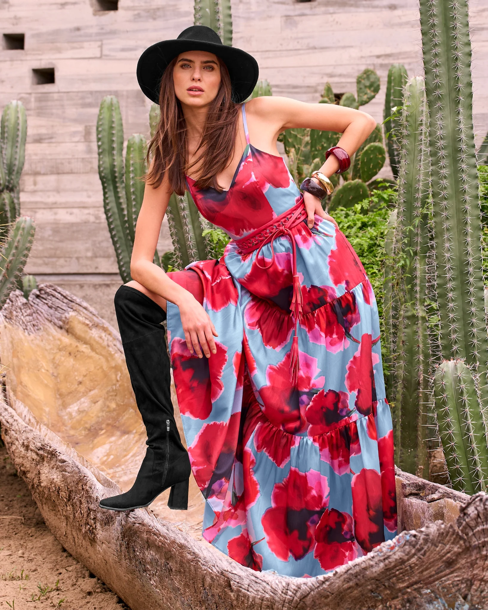 Watercolor Floral Tiered Maxi Gown Blue Multi - Mycitystee