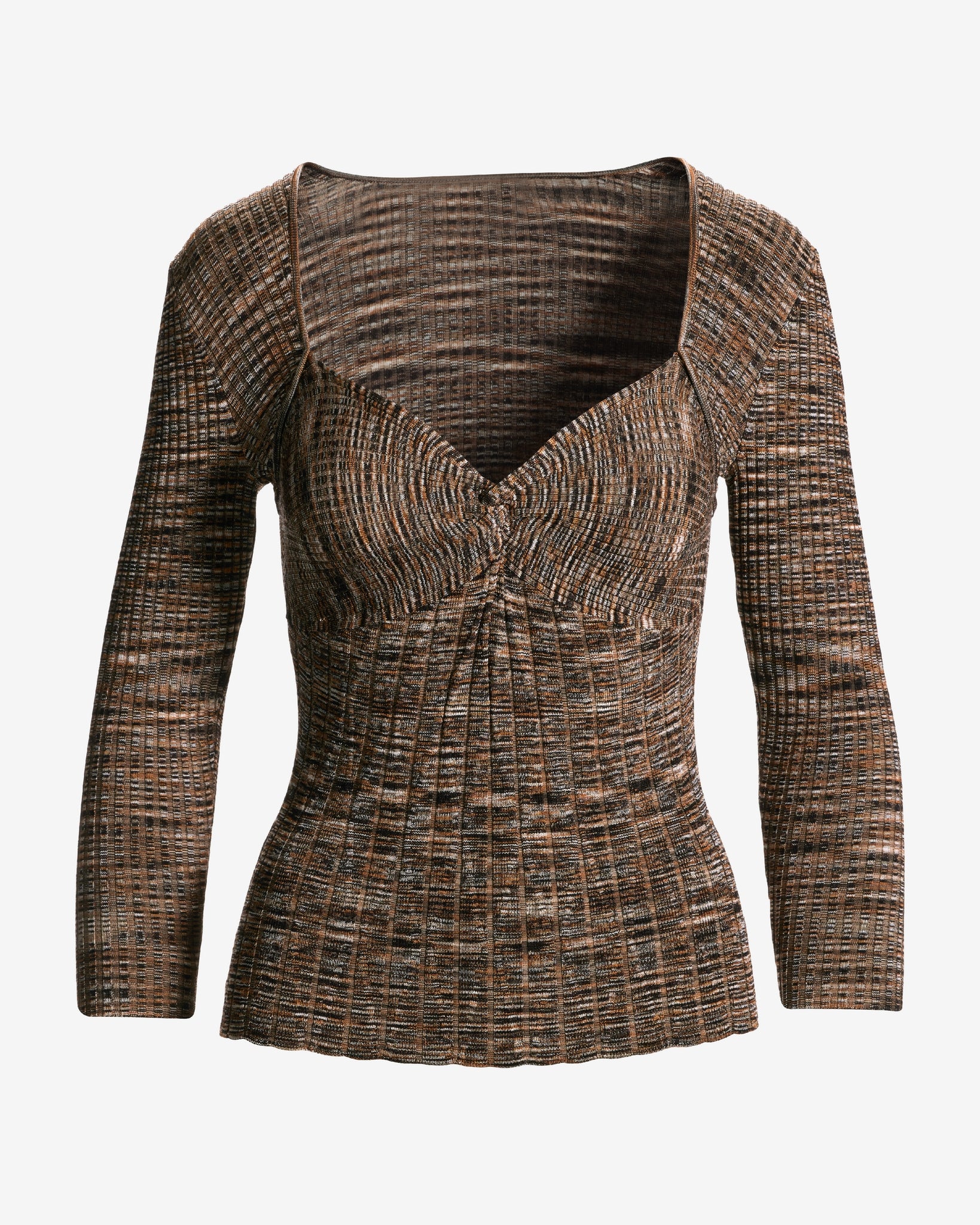 Marled Three Quarter Sleeve Sweater Brown Multi - Mycitystee