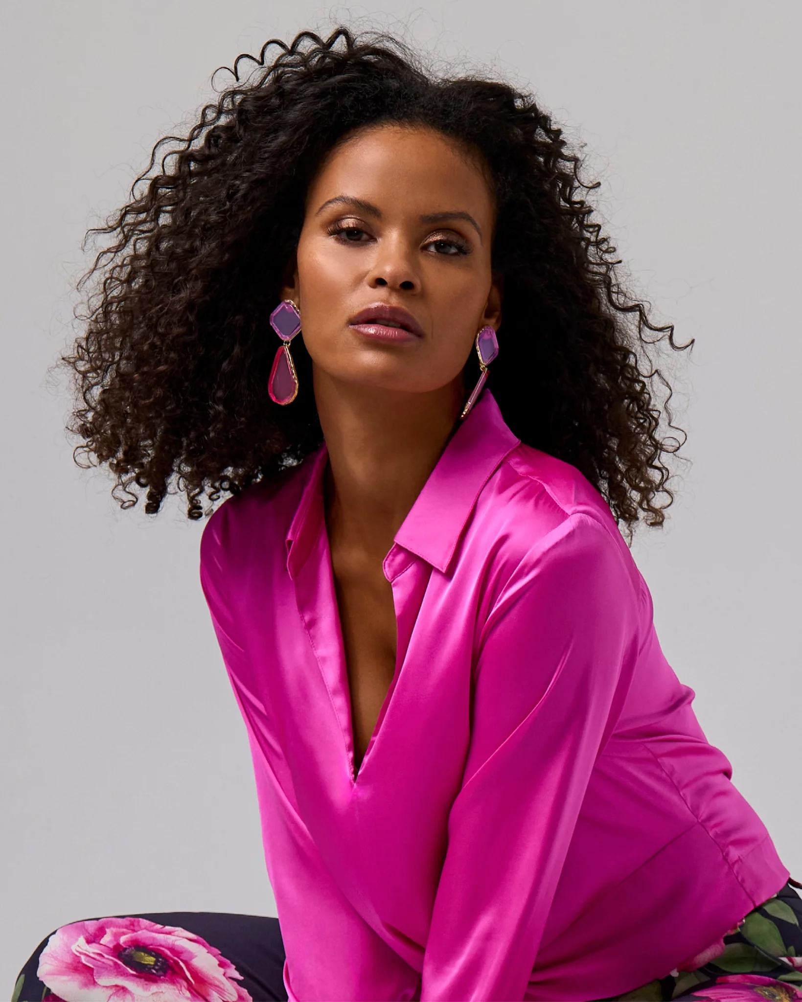 Multicolored Gem Drop Earring Pink Multi - Mycitystee