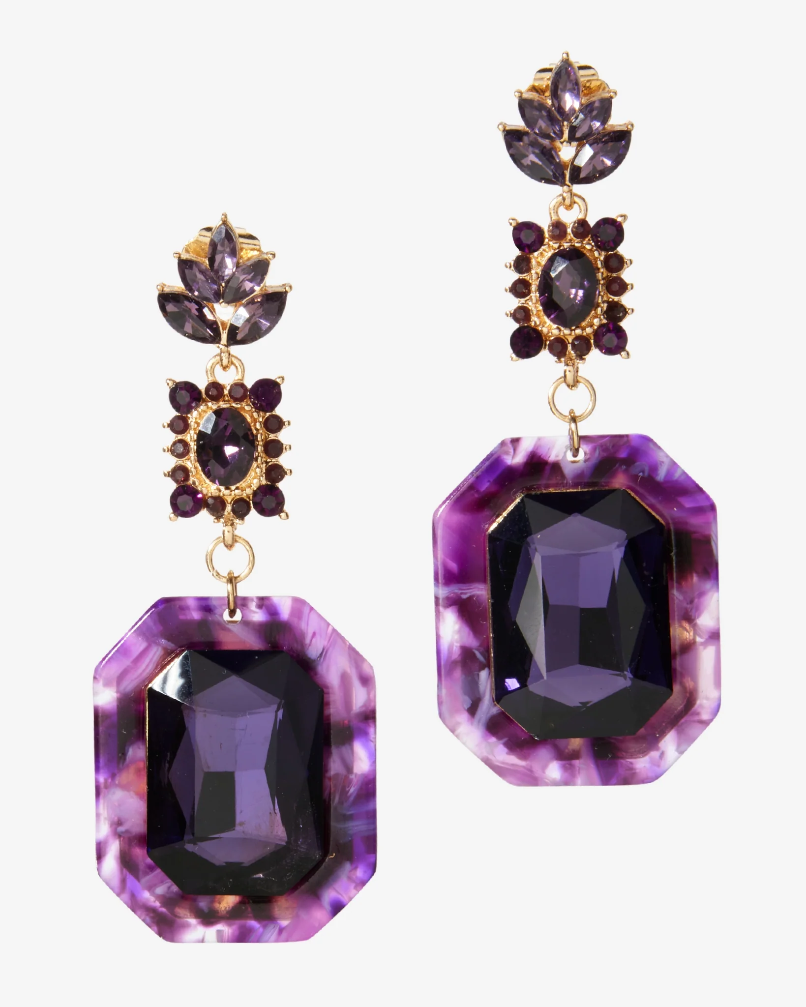 Marquise Crystal Drop Earring Purple - Mycitystee