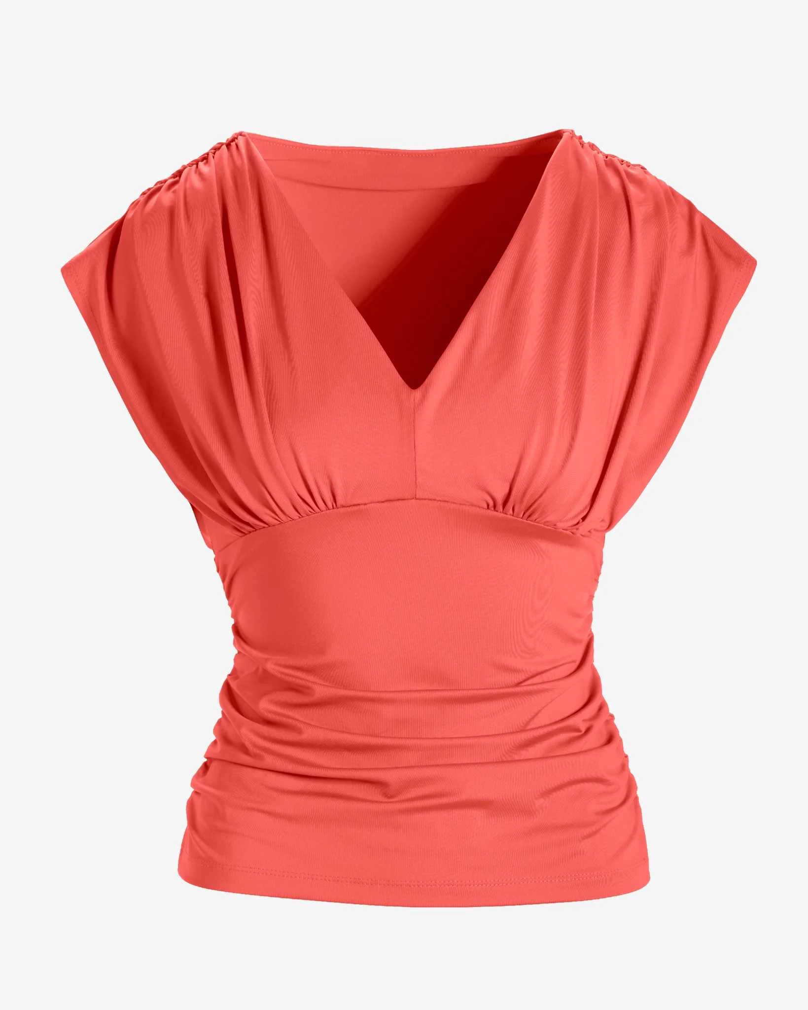 So Modern Ruched V Neck Knit Top Shell Pink - Mycitystee