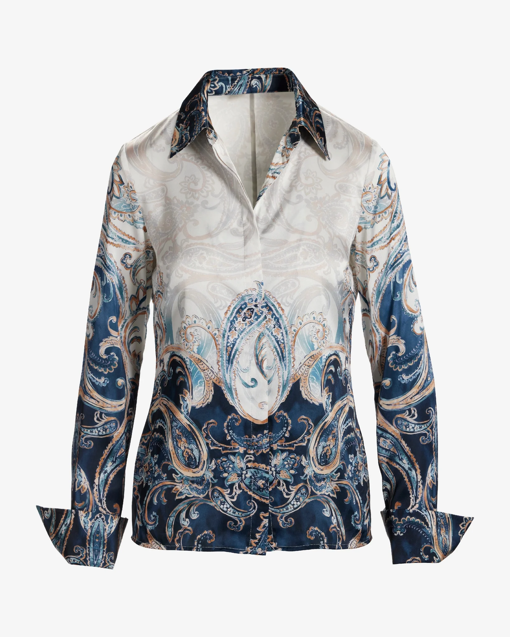 Print Sophia Charmeuse Blouse Paisley Wave - Mycitystee