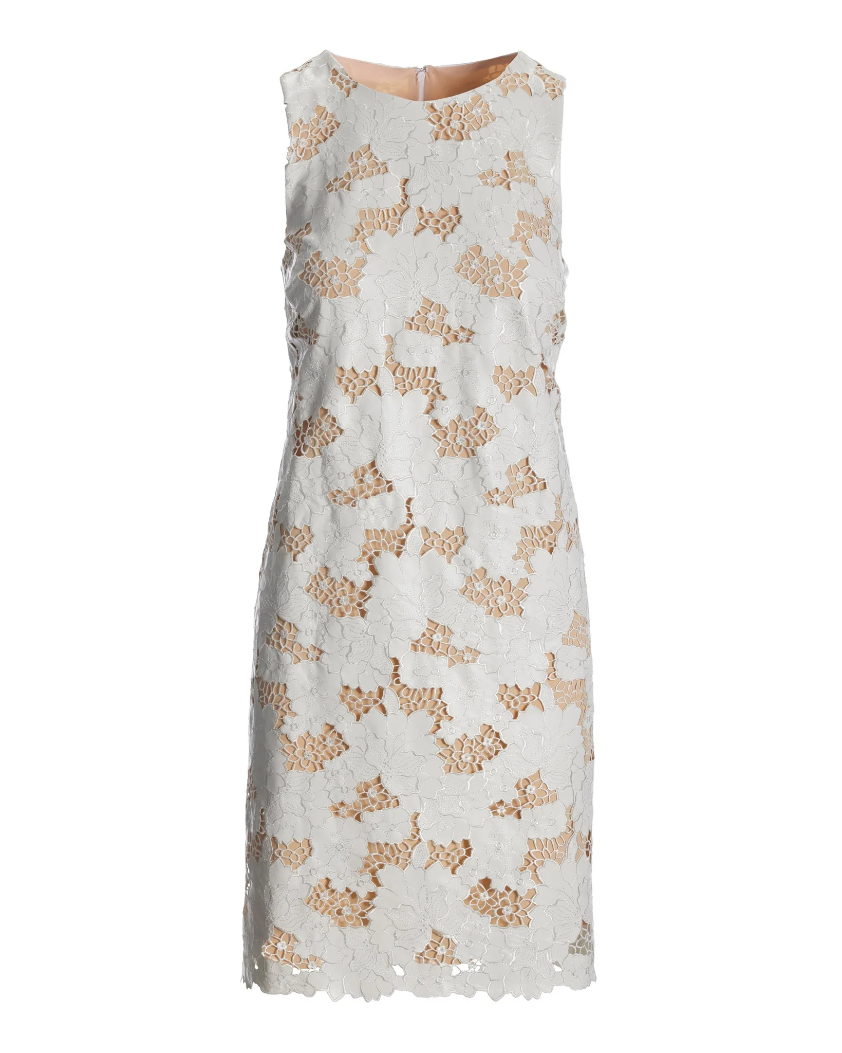 Floral Lace Sheath Dress White/Tan - Mycitystee