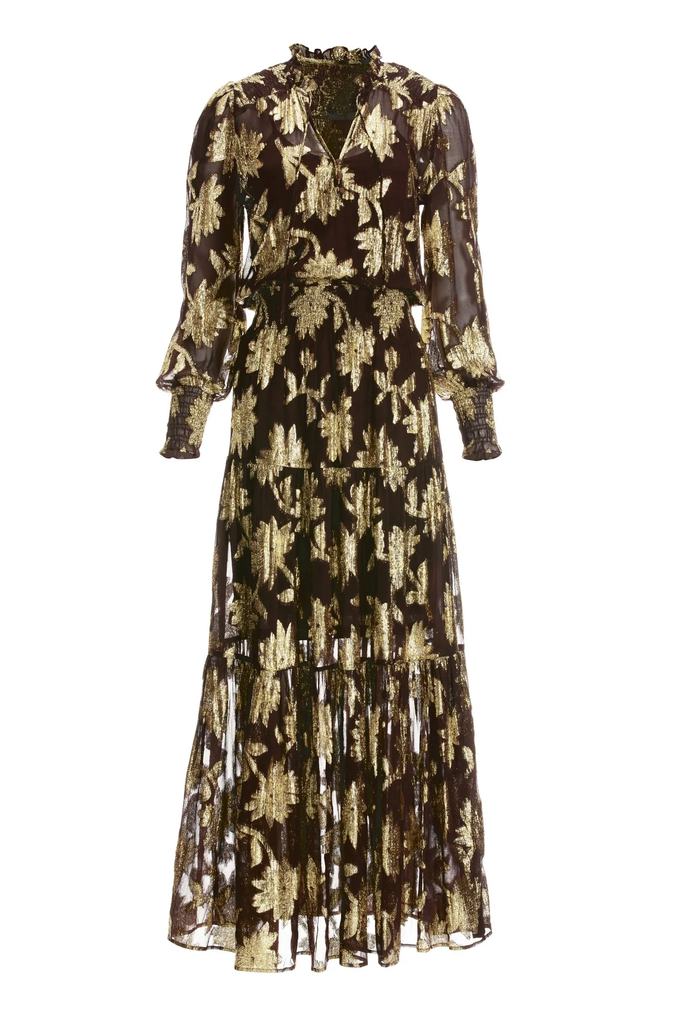 Floral Metallic Print Boho Maxi Multi - Mycitystee