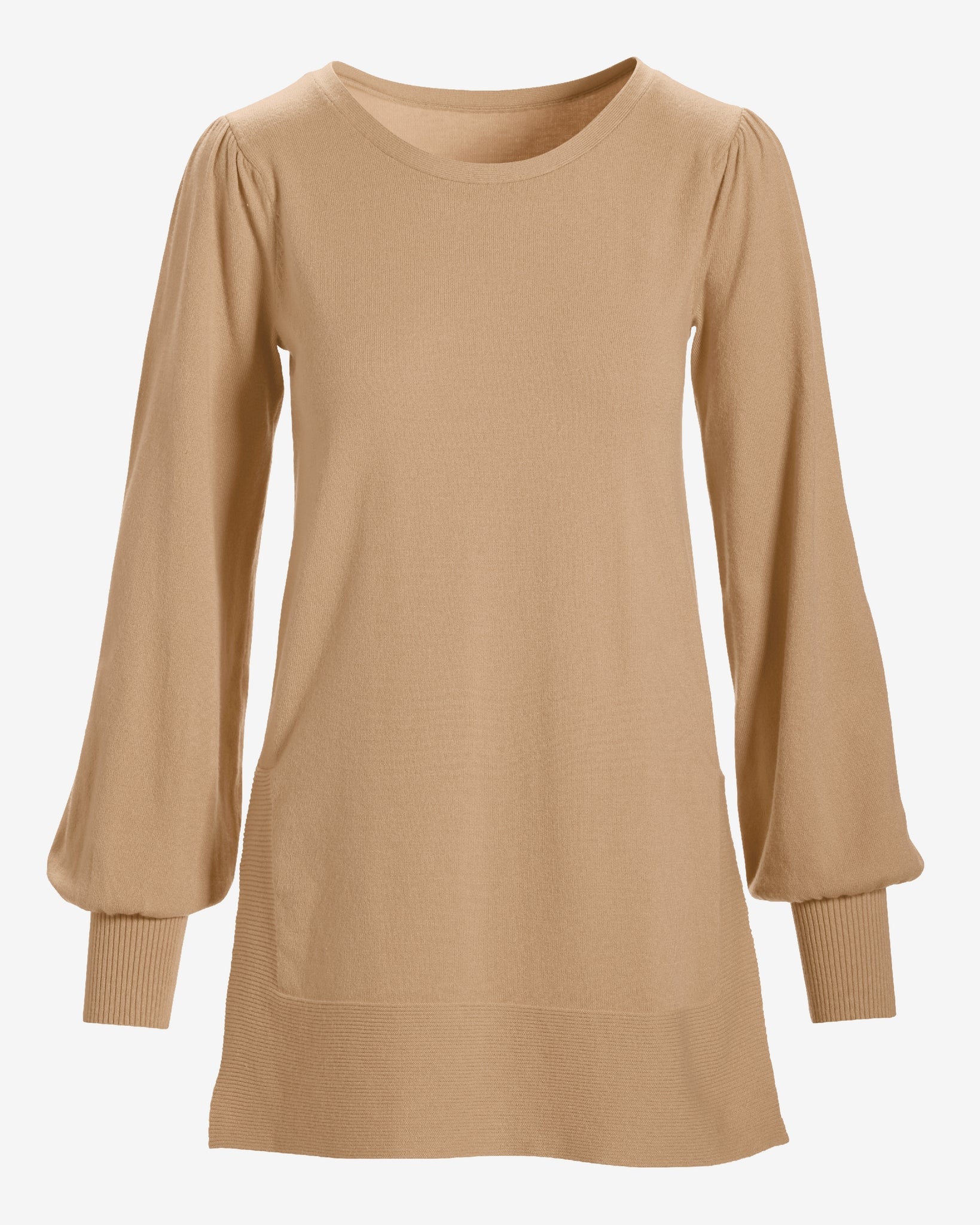 Lightweight Puff Sleeve Tunic Sweater Sesame - Mycitystee