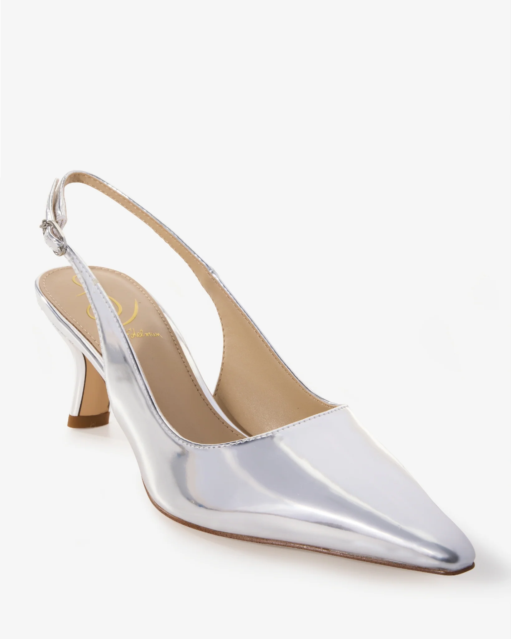 Sling-Back Kitten Heel Silver - Mycitystee