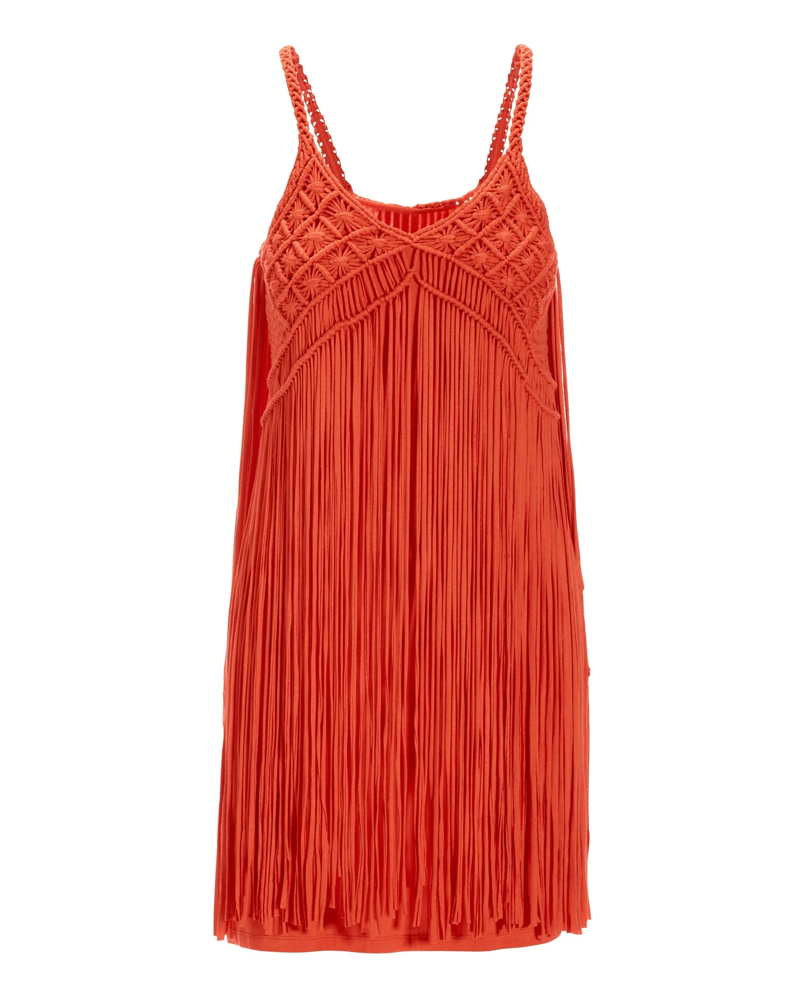 Boho Fringe Short Dress Hot Coral - Mycitystee