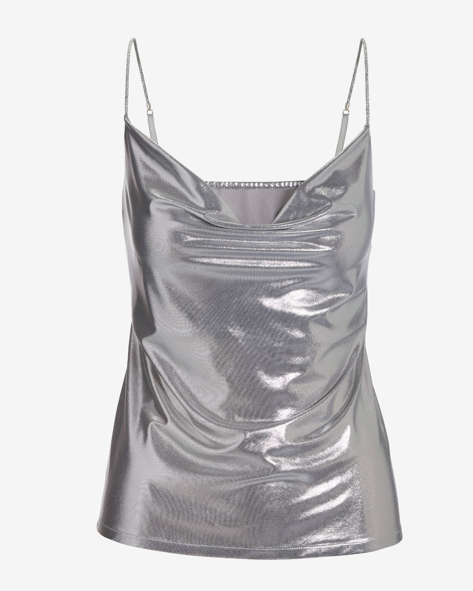 Metallic Cowl Neck Cami Silver - Mycitystee