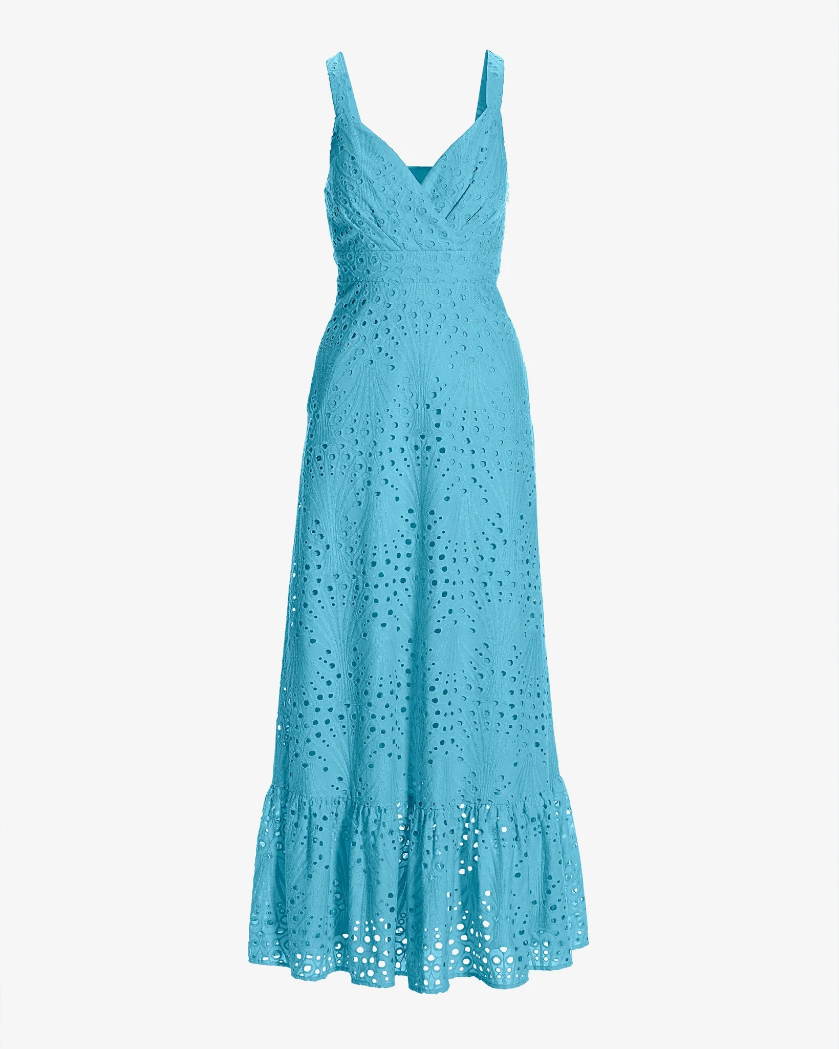 Eyelet Surplice Ankle Length Dress Blue Topaz - Mycitystee