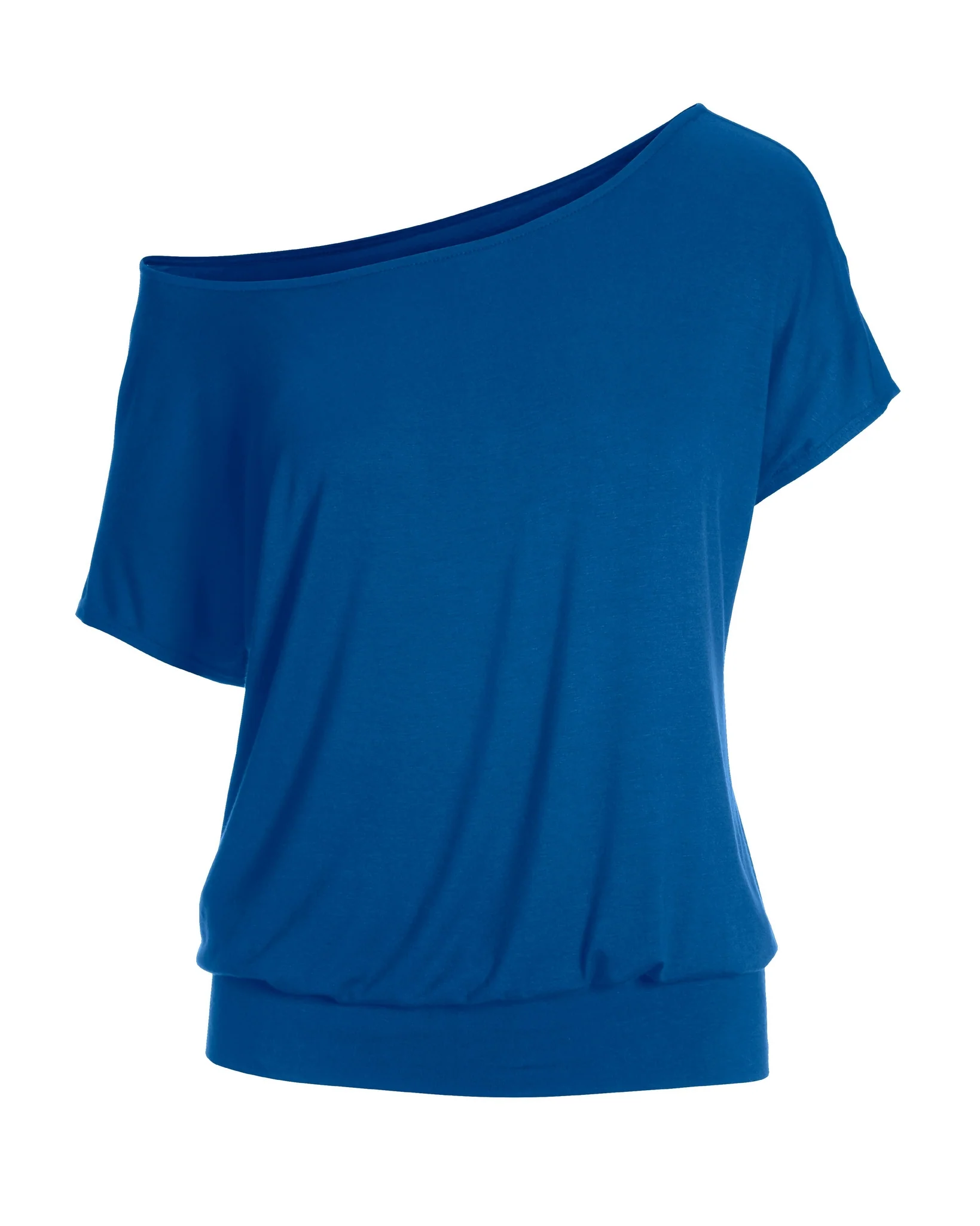 Slouchy Short-Sleeve Blouson Knit Top Lapis Blue - Mycitystee