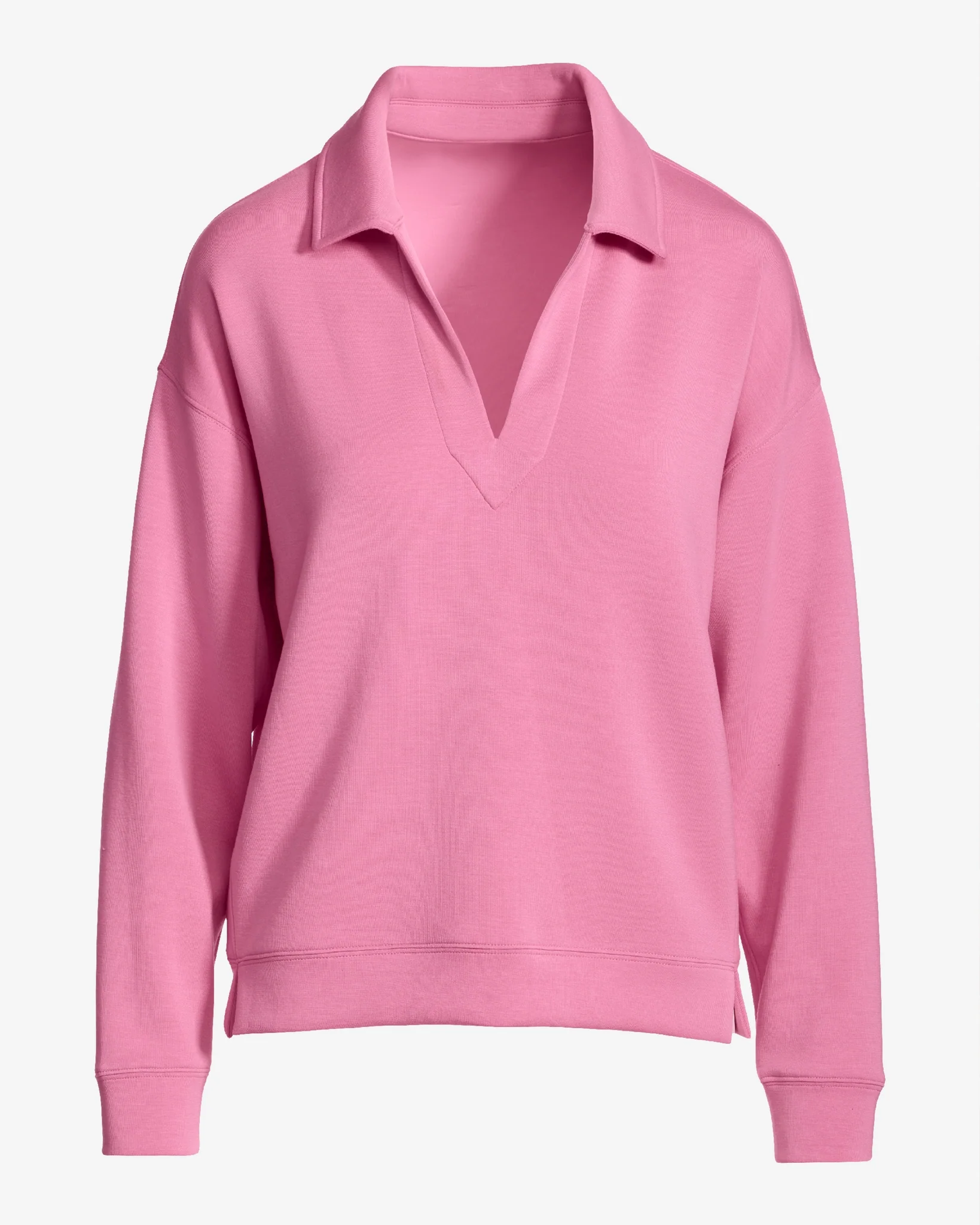 Luxe Lounge Collared Long Sleeve Sweatshirt Rosebloom - Mycitystee