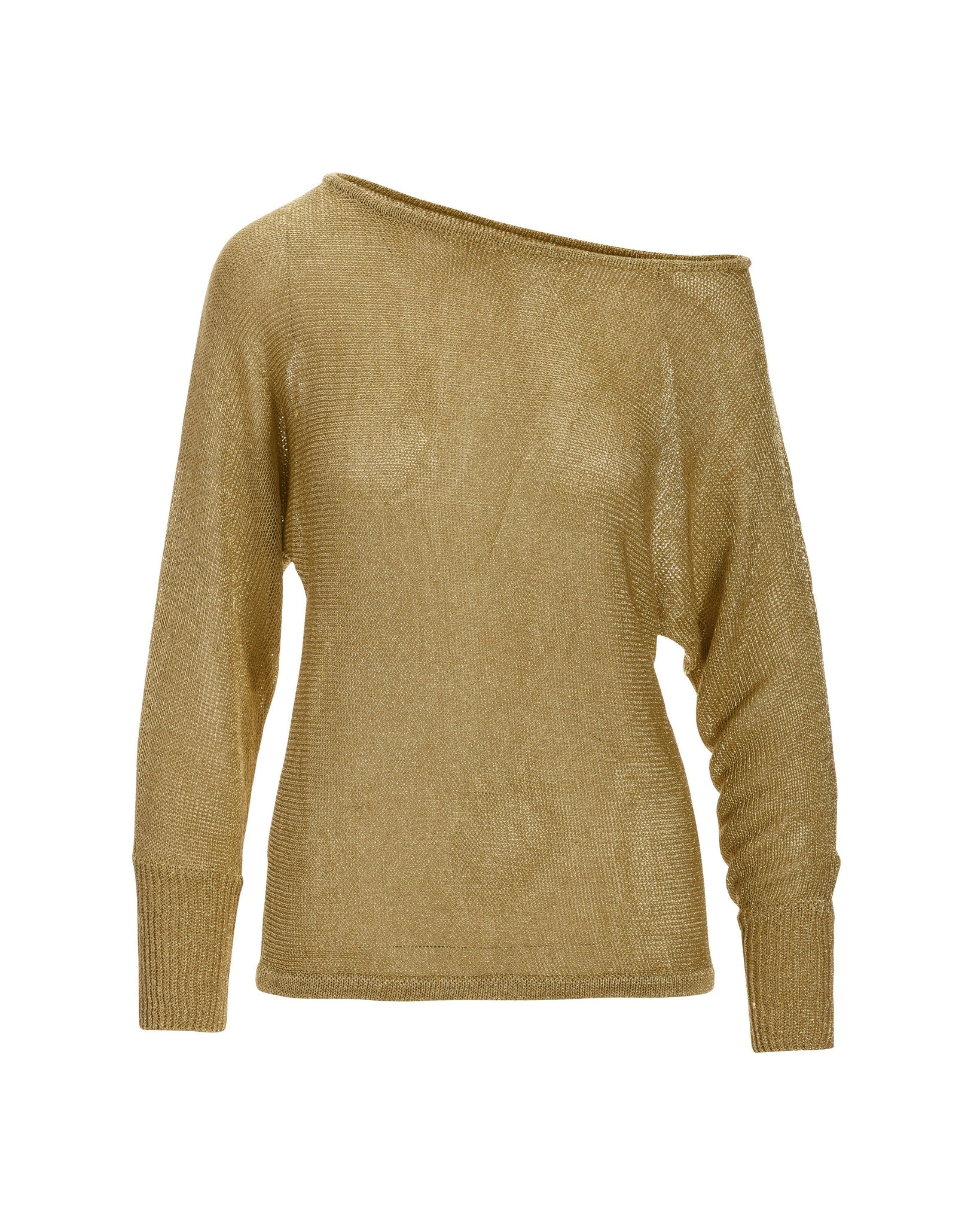 Metallic Slouchy Long Sleeve Sweater Gold - Mycitystee
