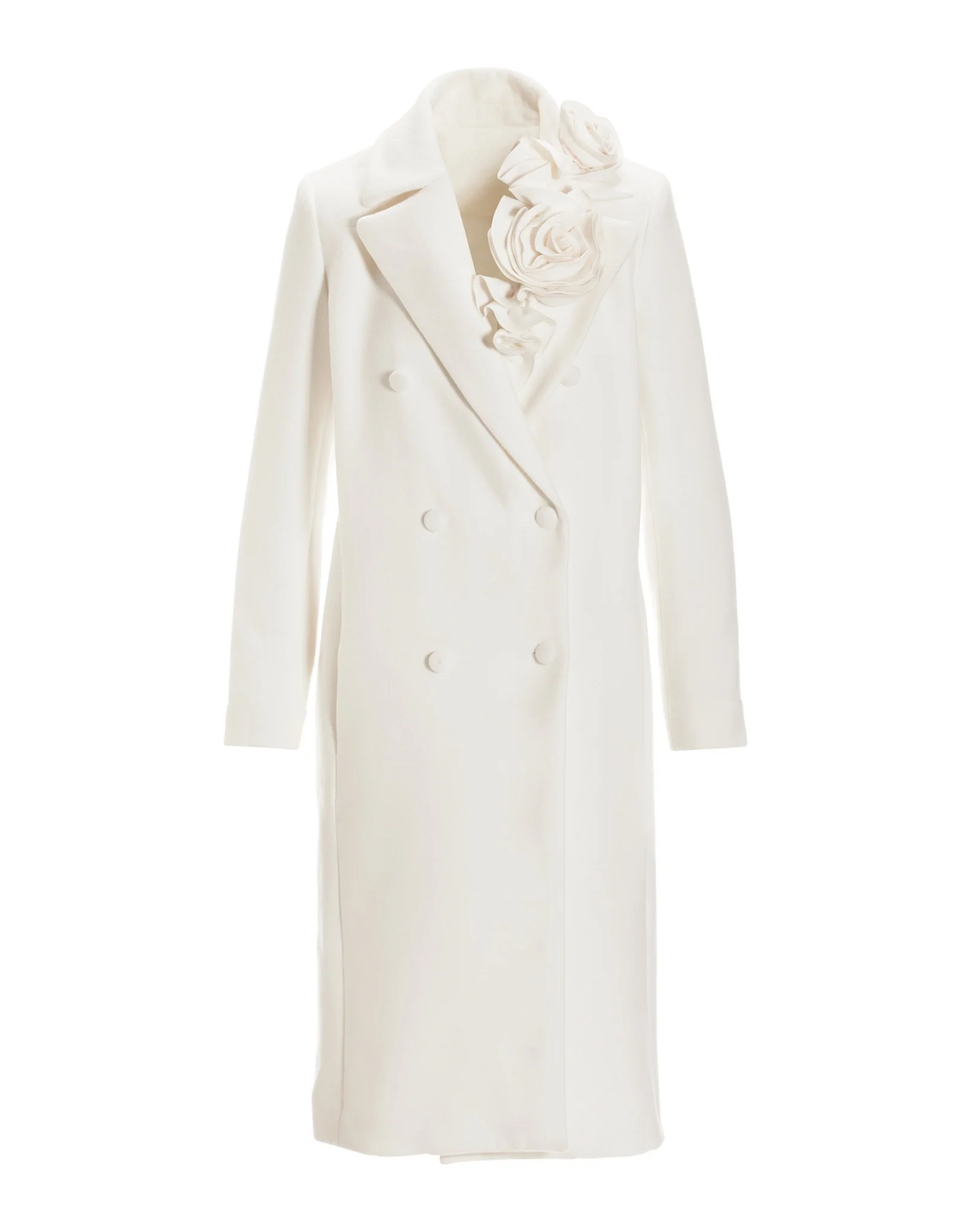 Rosette Mid Length Tailored Coat Winter White - Mycitystee
