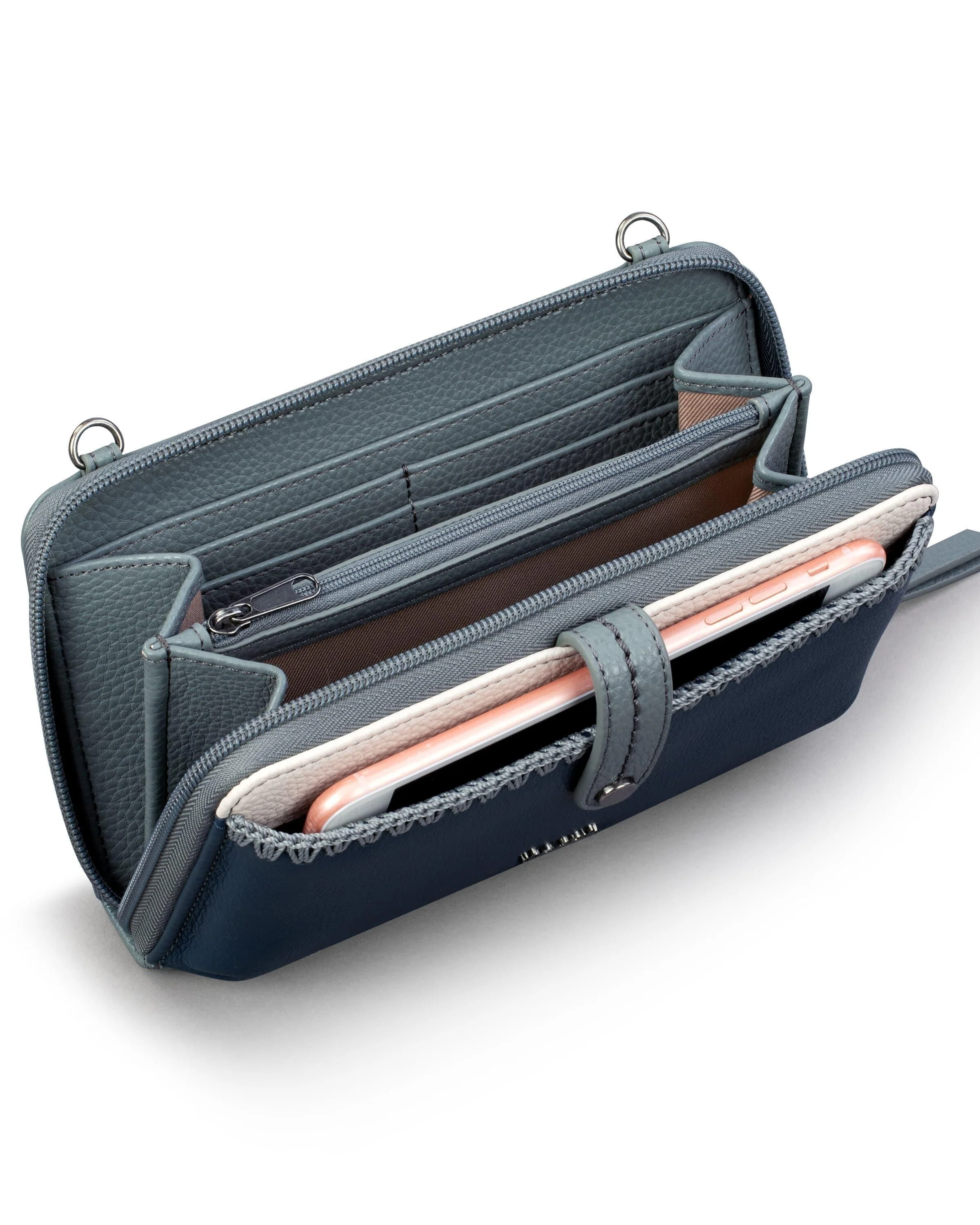 Iris Smartphone Wallet - Leather - Dusty Blue Block - Mycitystee