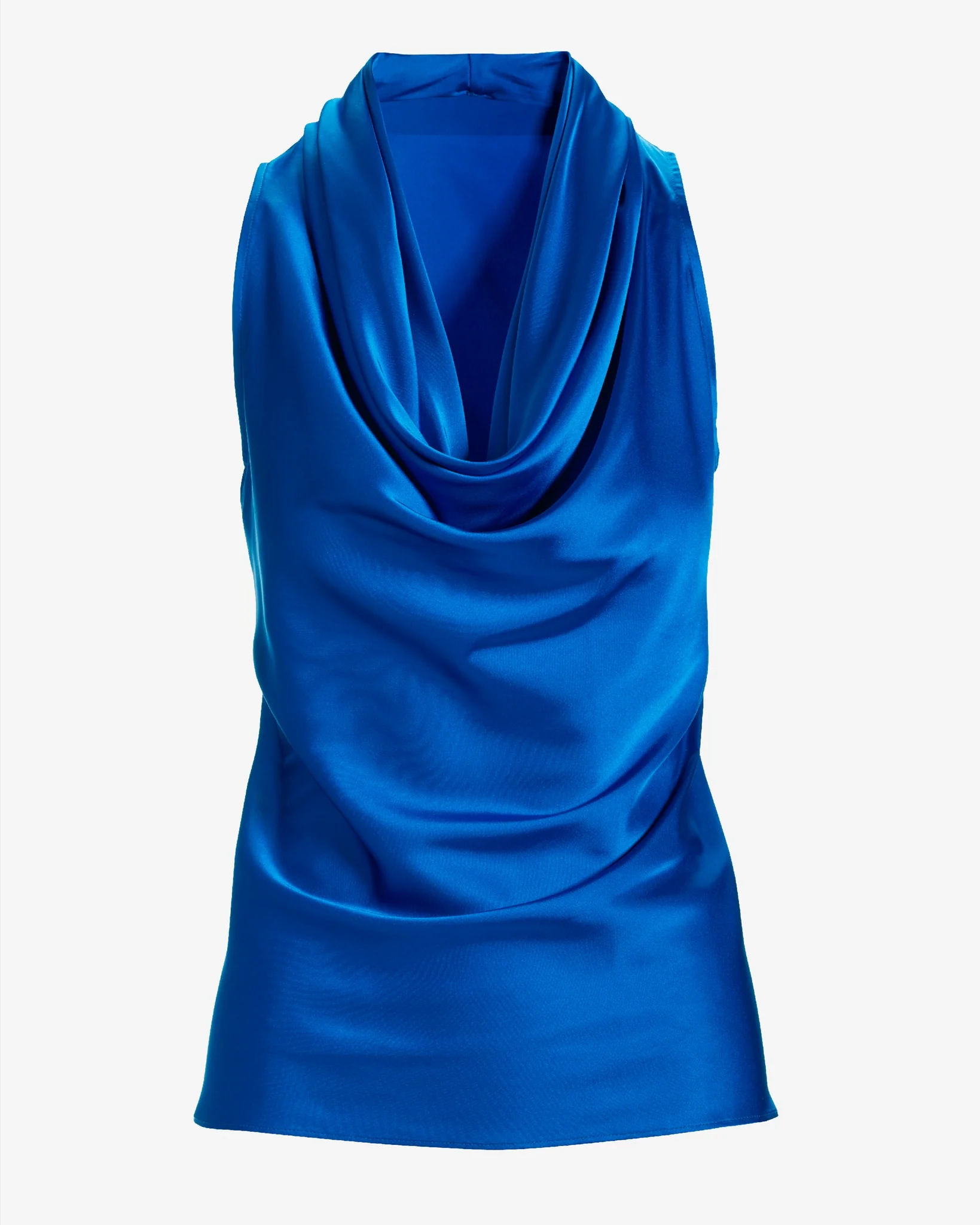 Marilyn Cowl-Neck Charmeuse Blouse Lapis Blue - Mycitystee