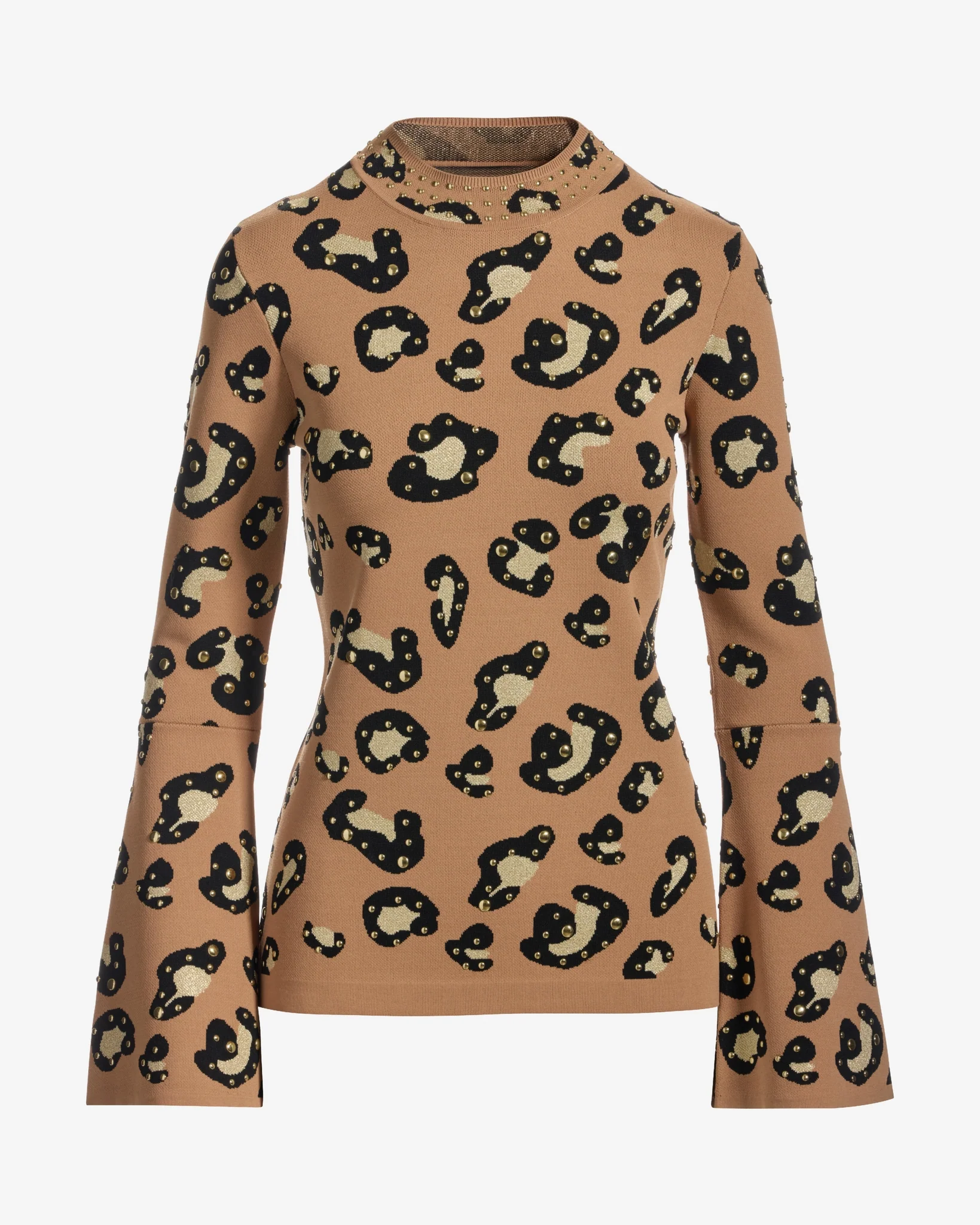 Animal Print Studded Sweater Cheetah Studs - Mycitystee