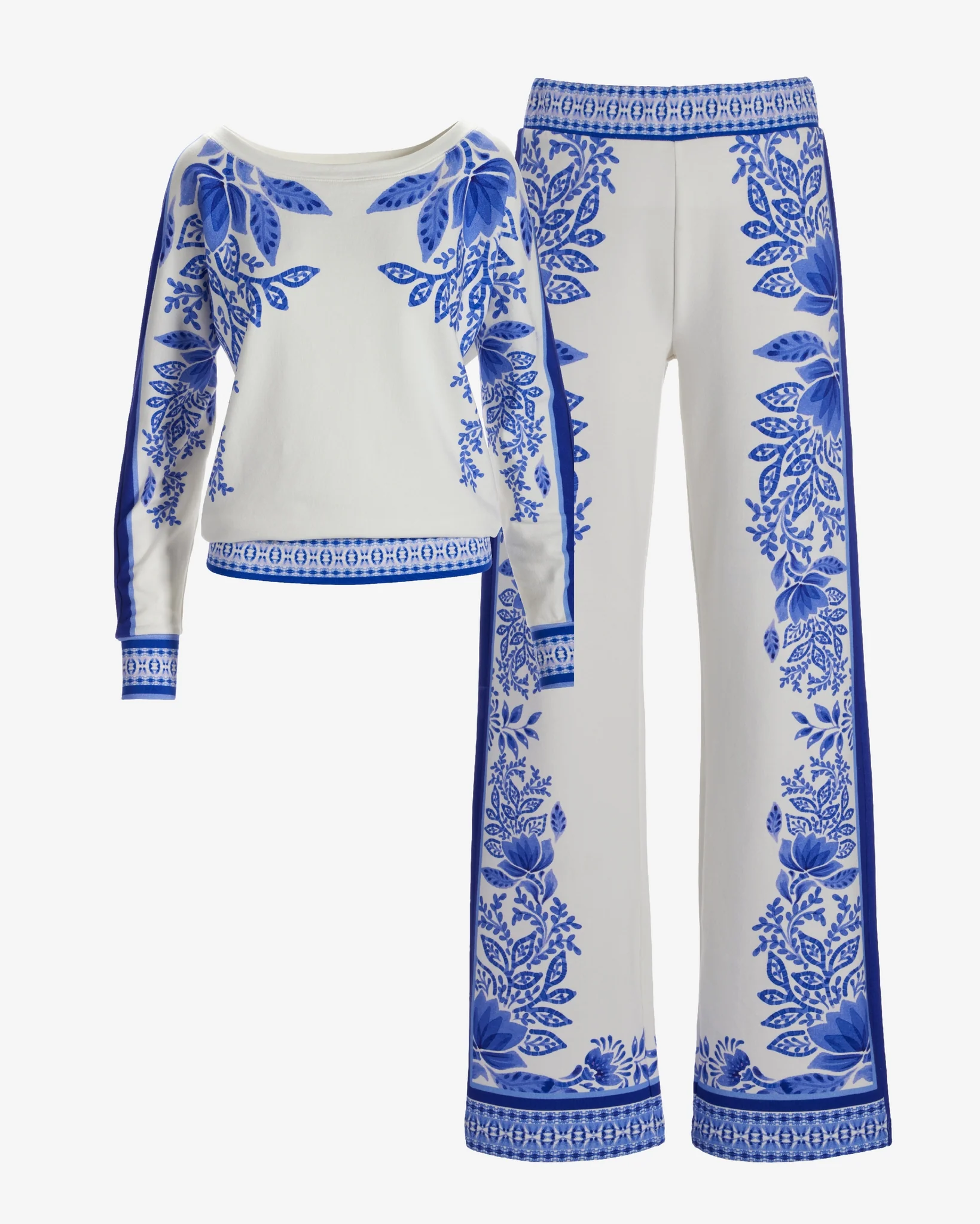 Printed Slouchy Lounge Set Blue White - Mycitystee