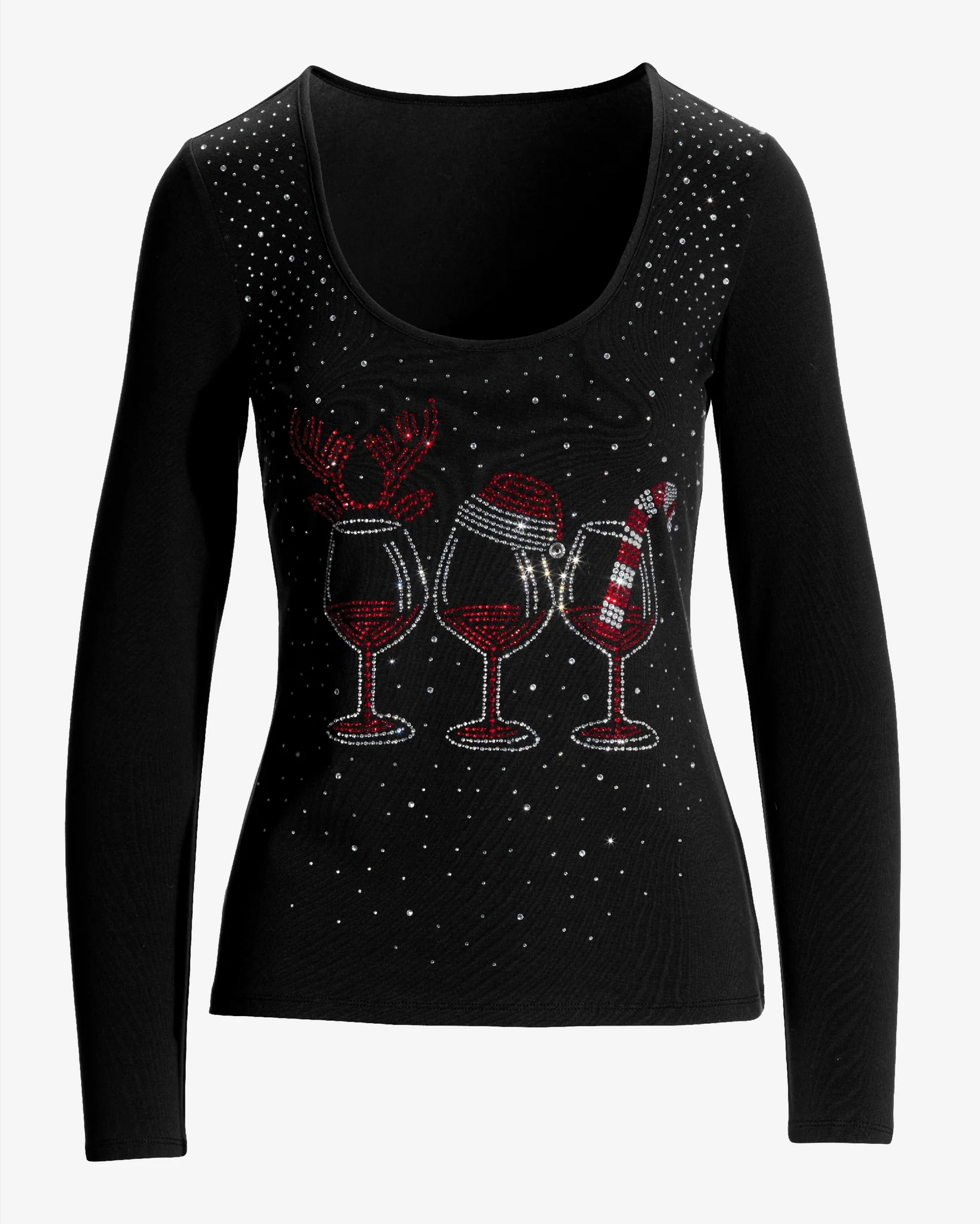 Scoopneck Festive Glasses Top Proper Black - Mycitystee