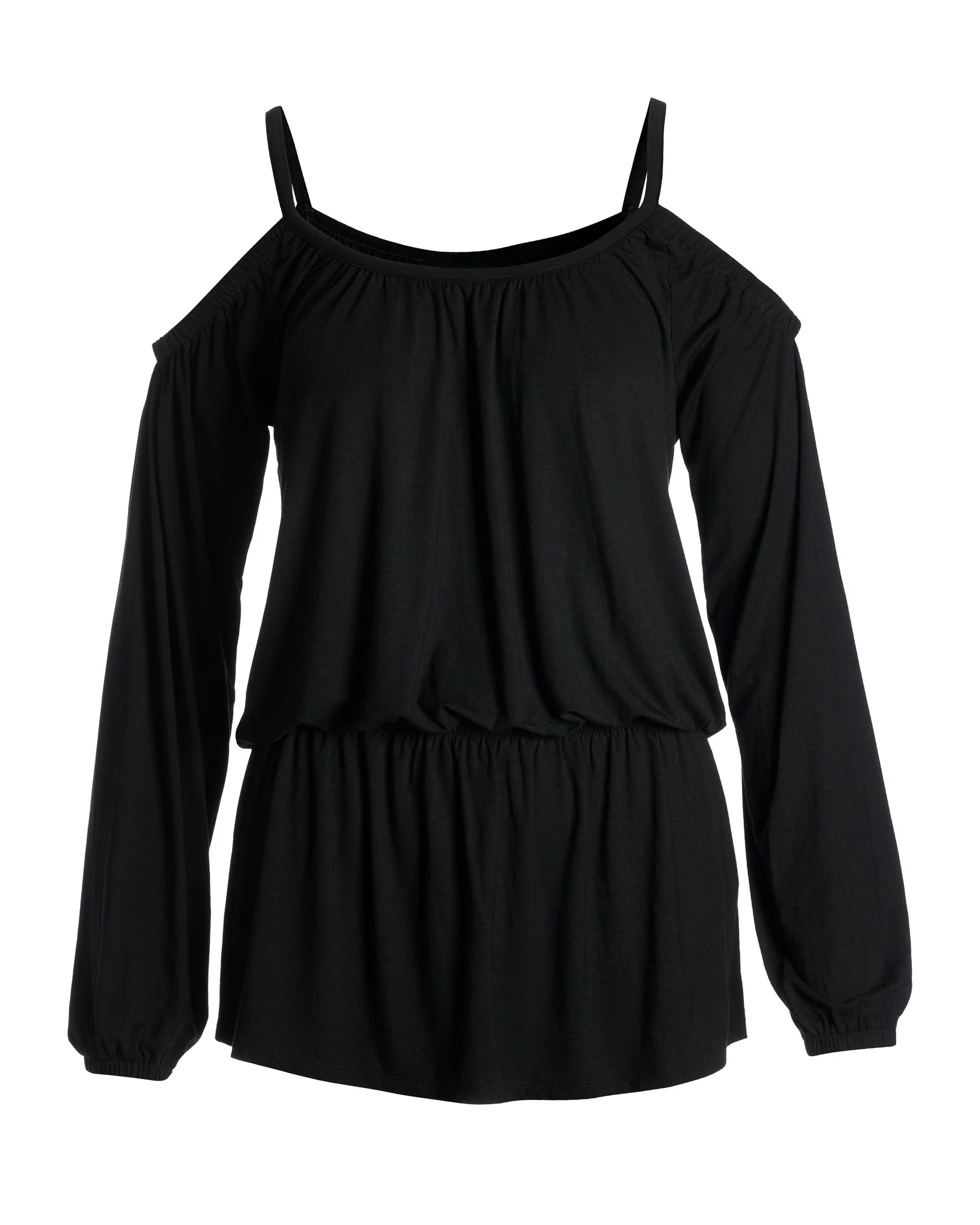 Cold Shoulder Knit Blouson Tunic Black - Mycitystee