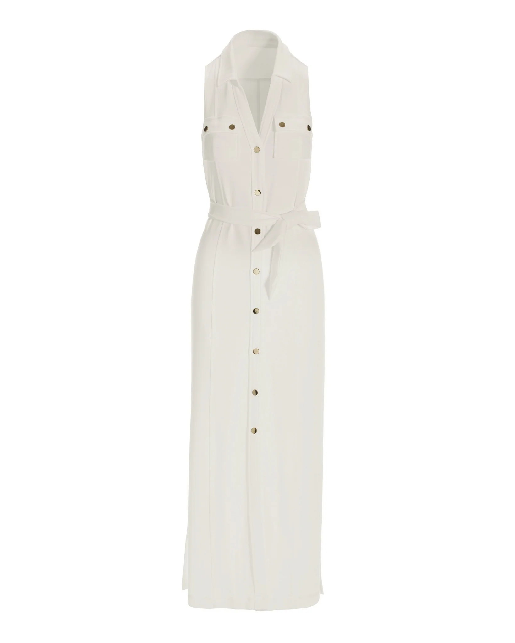 Beyond Travel Button Front Collared Maxi Dress Ivory Coast - Mycitystee