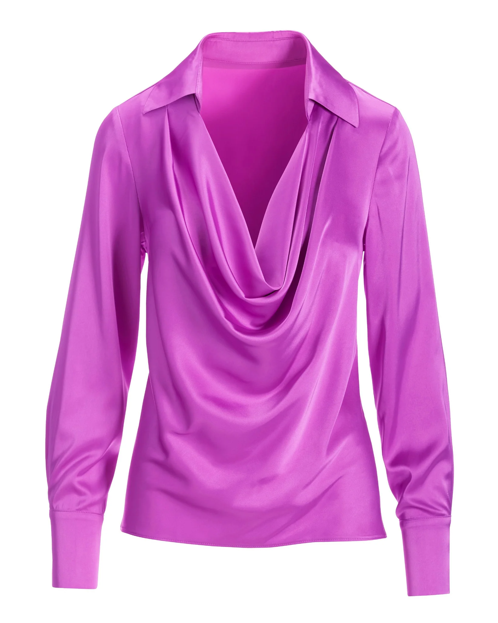 Veronica Collared Cowl Neck Charmeuse Blouse Purple - Mycitystee