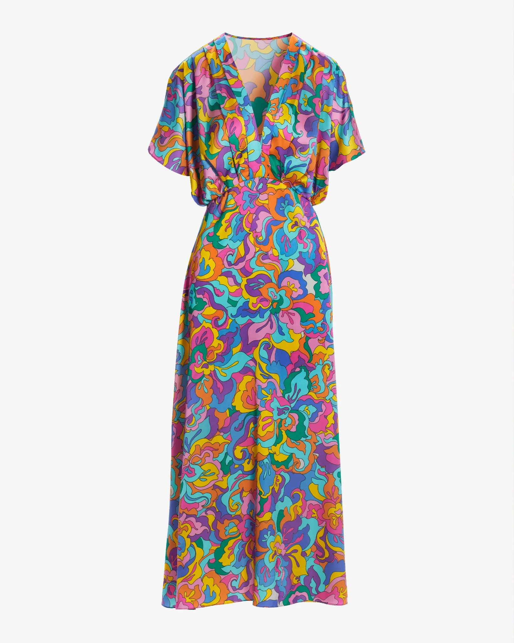 Abstract Sol Print V neck Ankle Length Dress Multi - Mycitystee
