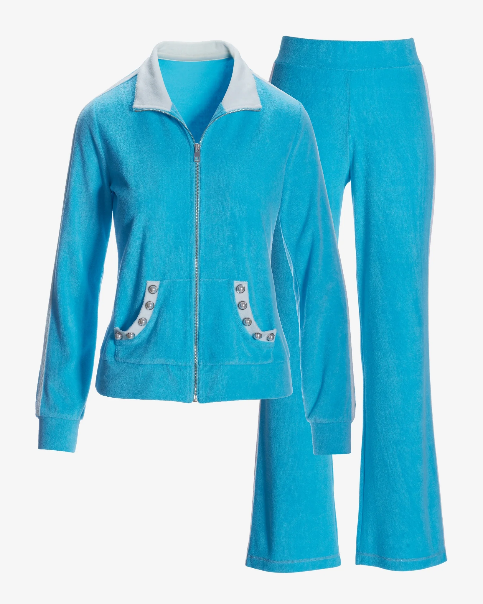Beach Terry Pearl Jacket and Pant Set Splash Blue - Mycitystee