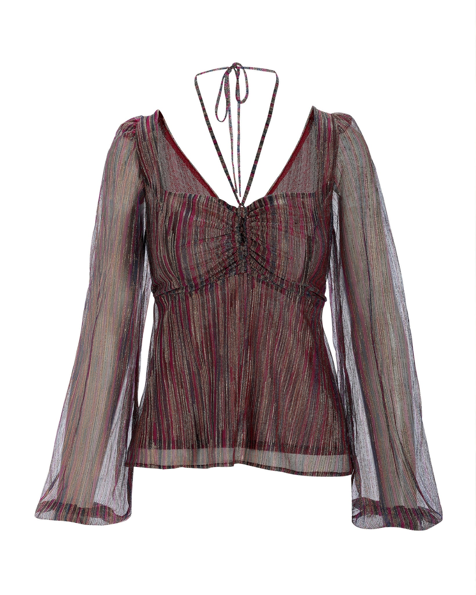 Metallic Ring Sweetheart Knit Top Pink Multi - Mycitystee