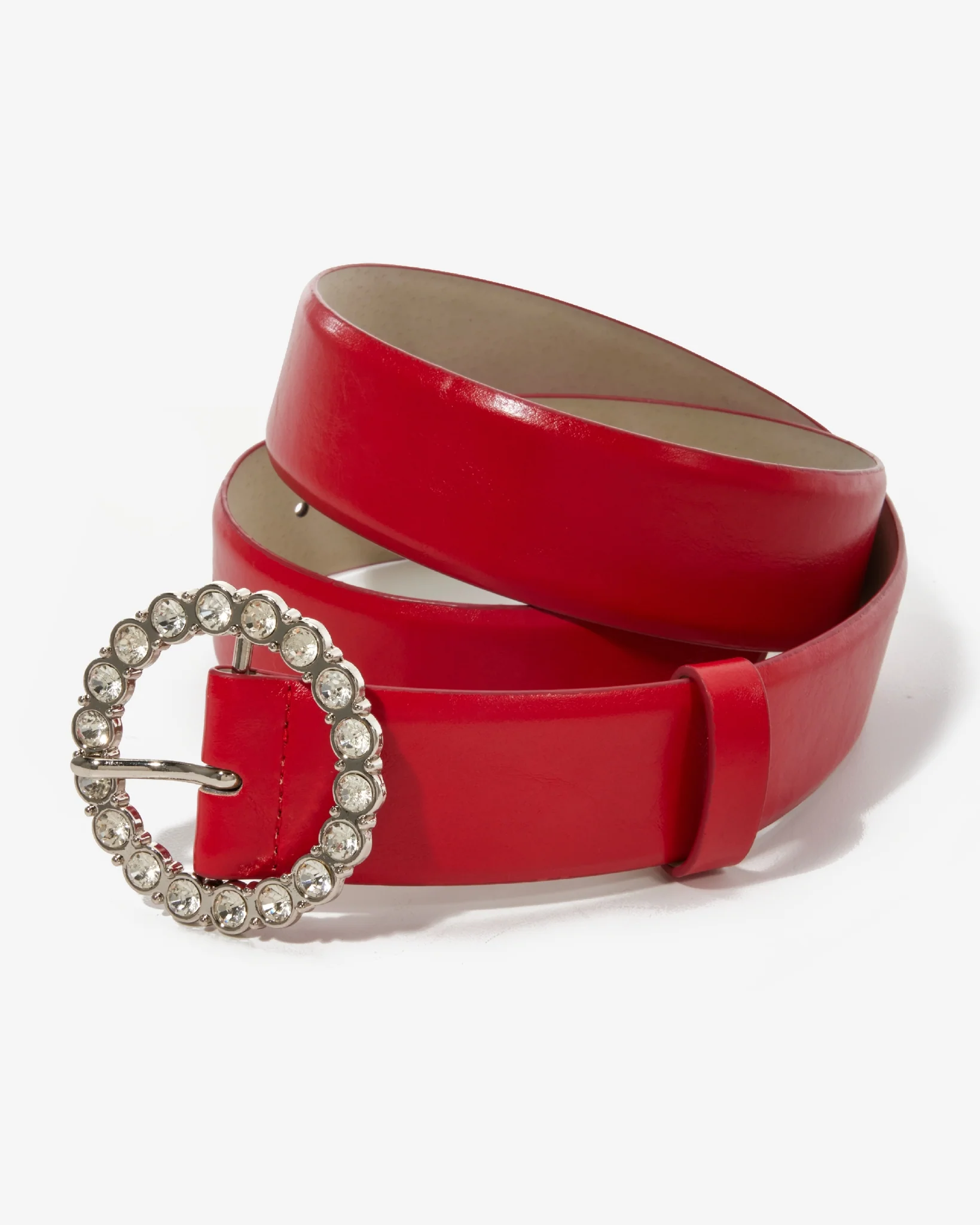Crystal Gem Embellished Buckle Belt Red - Mycitystee