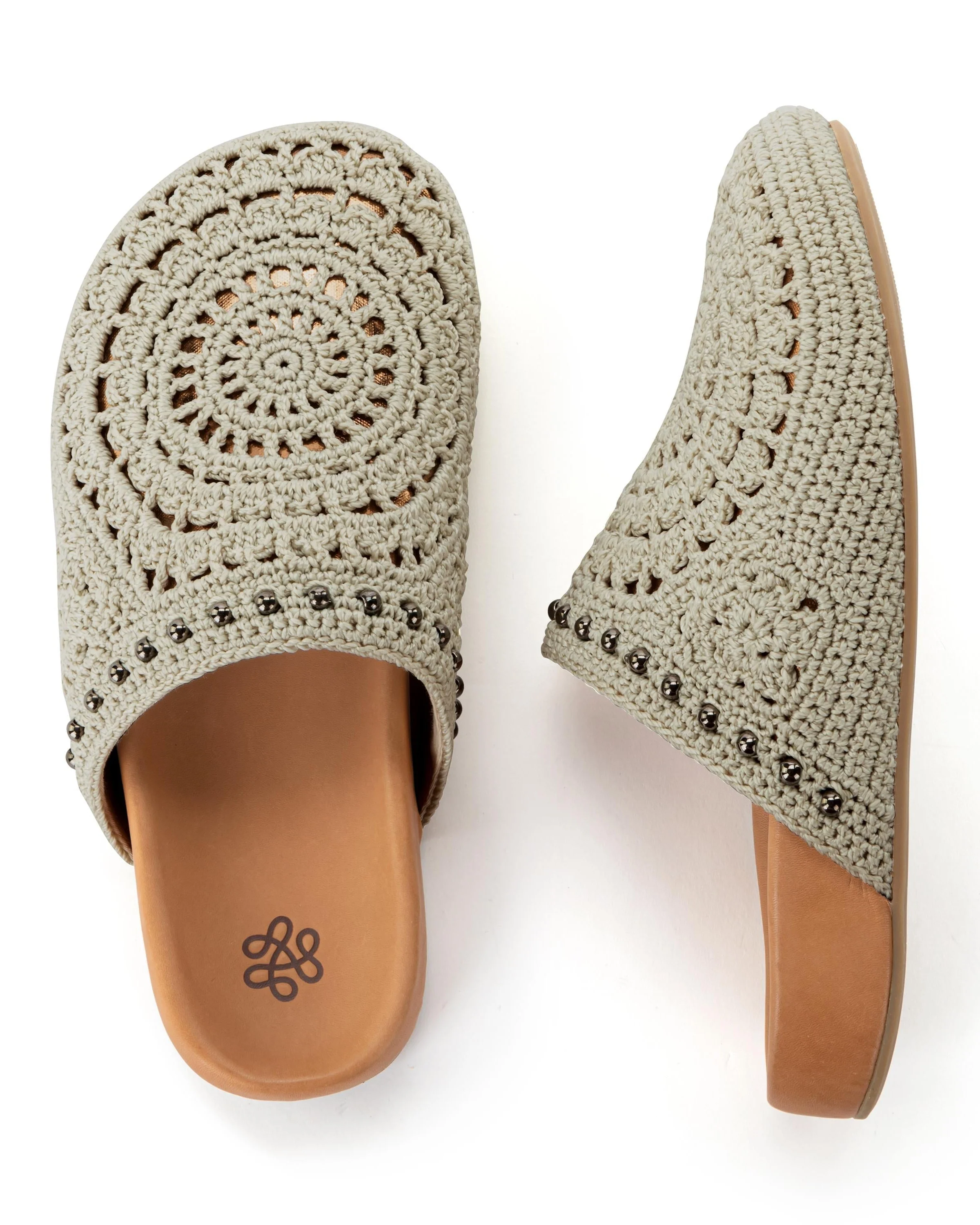 Bolinas Clog - Hand Crochet - Natural Grey Medallion - Mycitystee