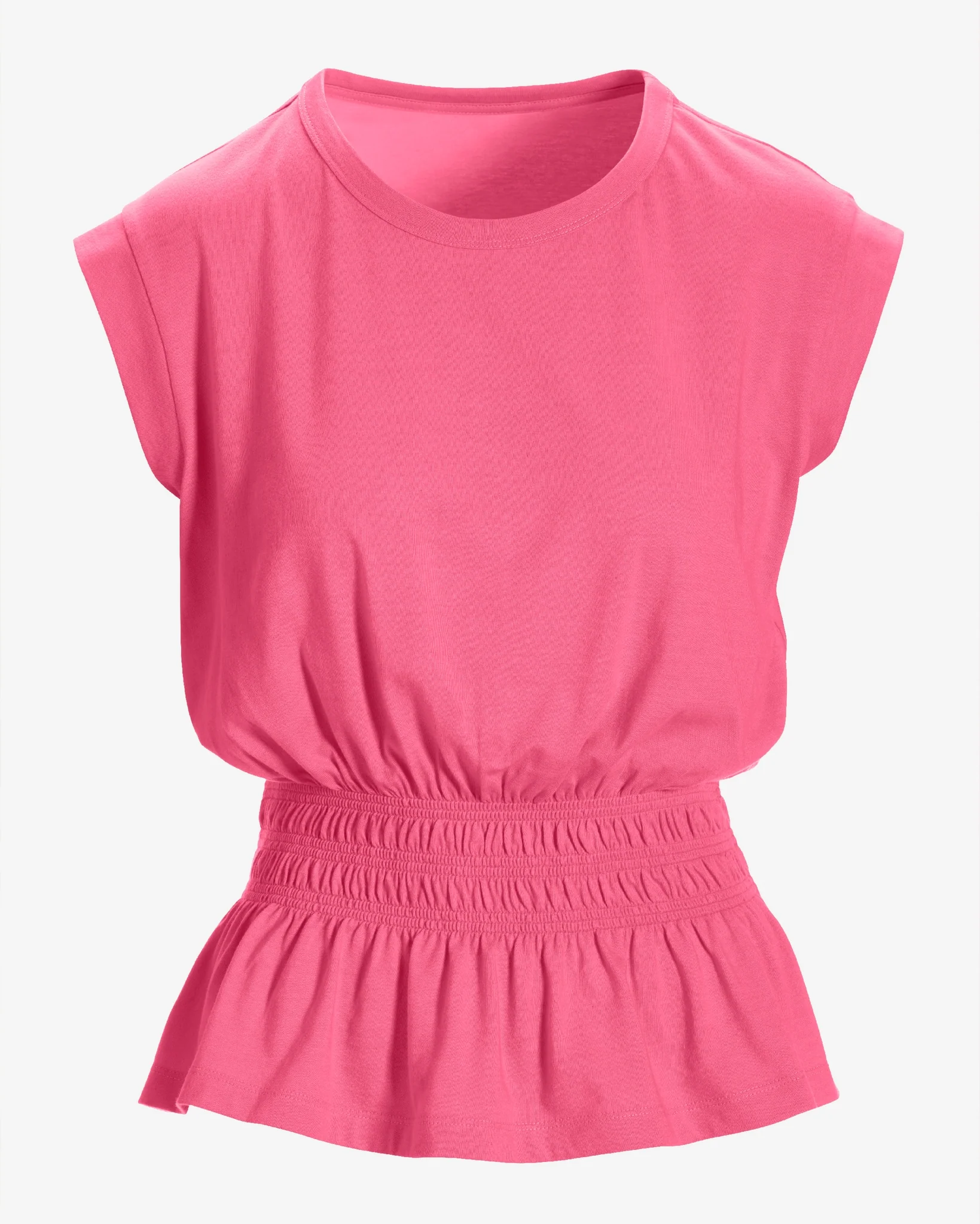 Smocked Peplum Tee Aurora Pink - Mycitystee