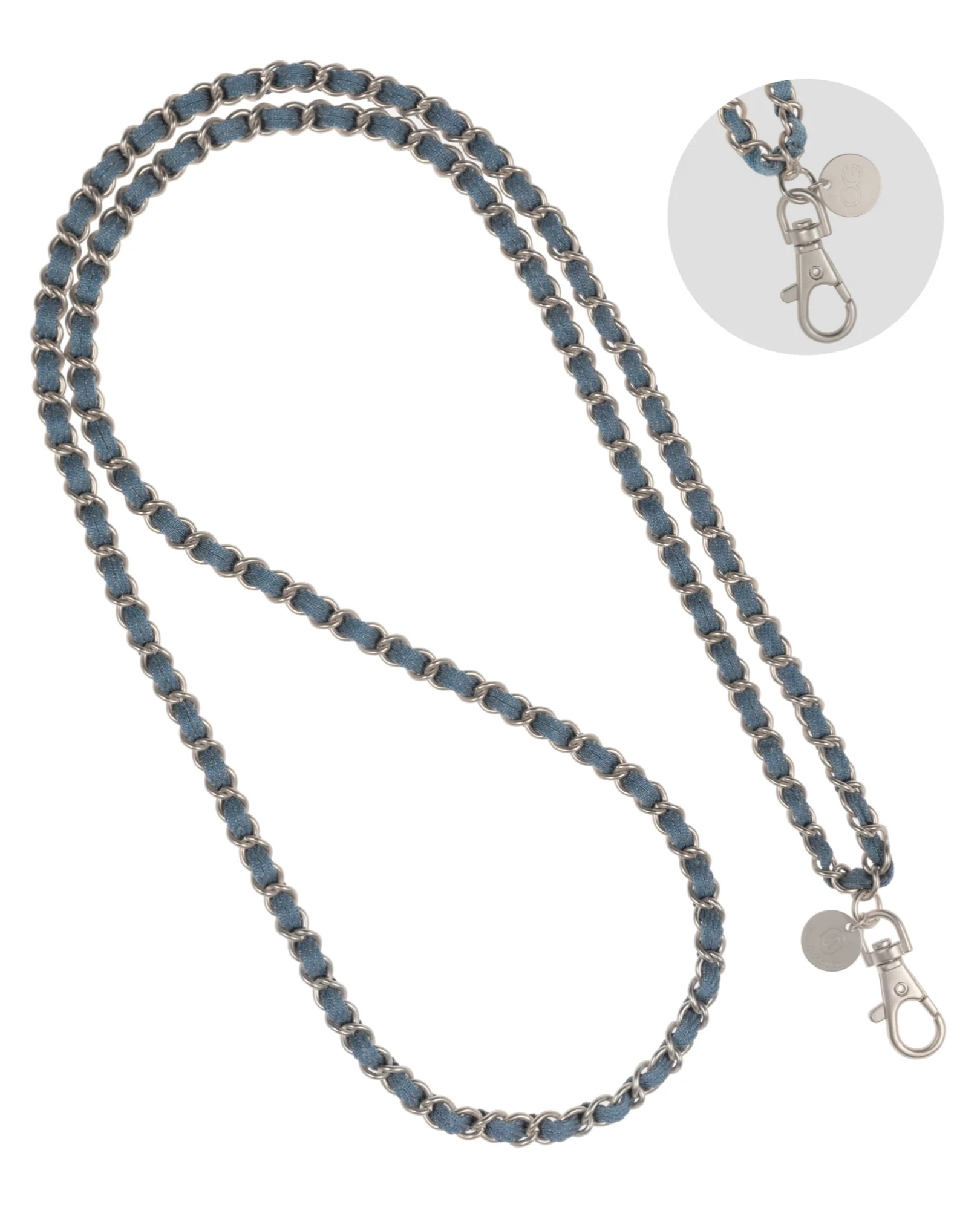 Denim Dream x Matte Silver Crossbody Phone Chain - Mycitystee