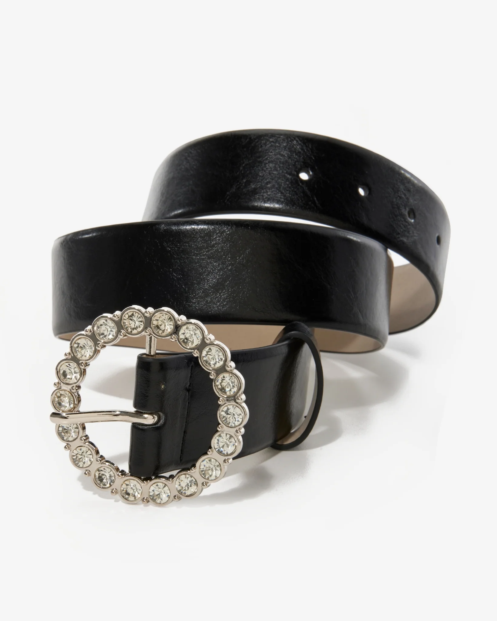 Crystal Gem Embellished Buckle Belt Black - Mycitystee