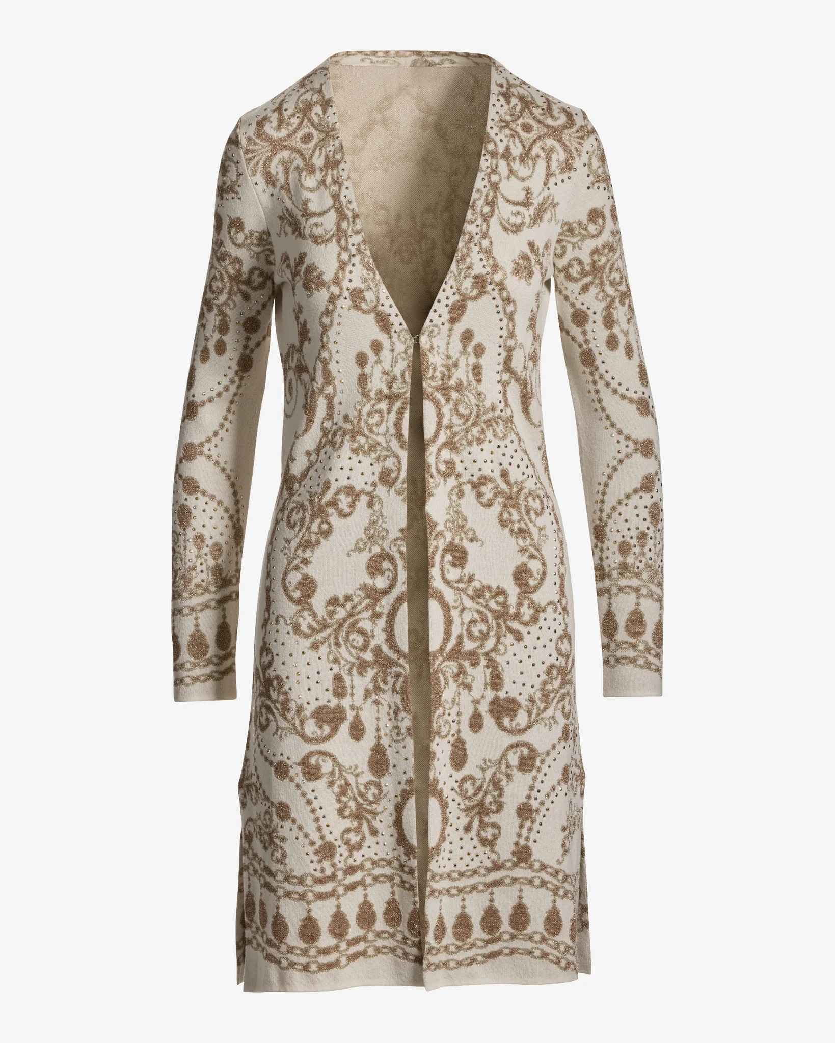 Patterned Long Lightweight Cardigan Golden Scrolls - Mycitystee