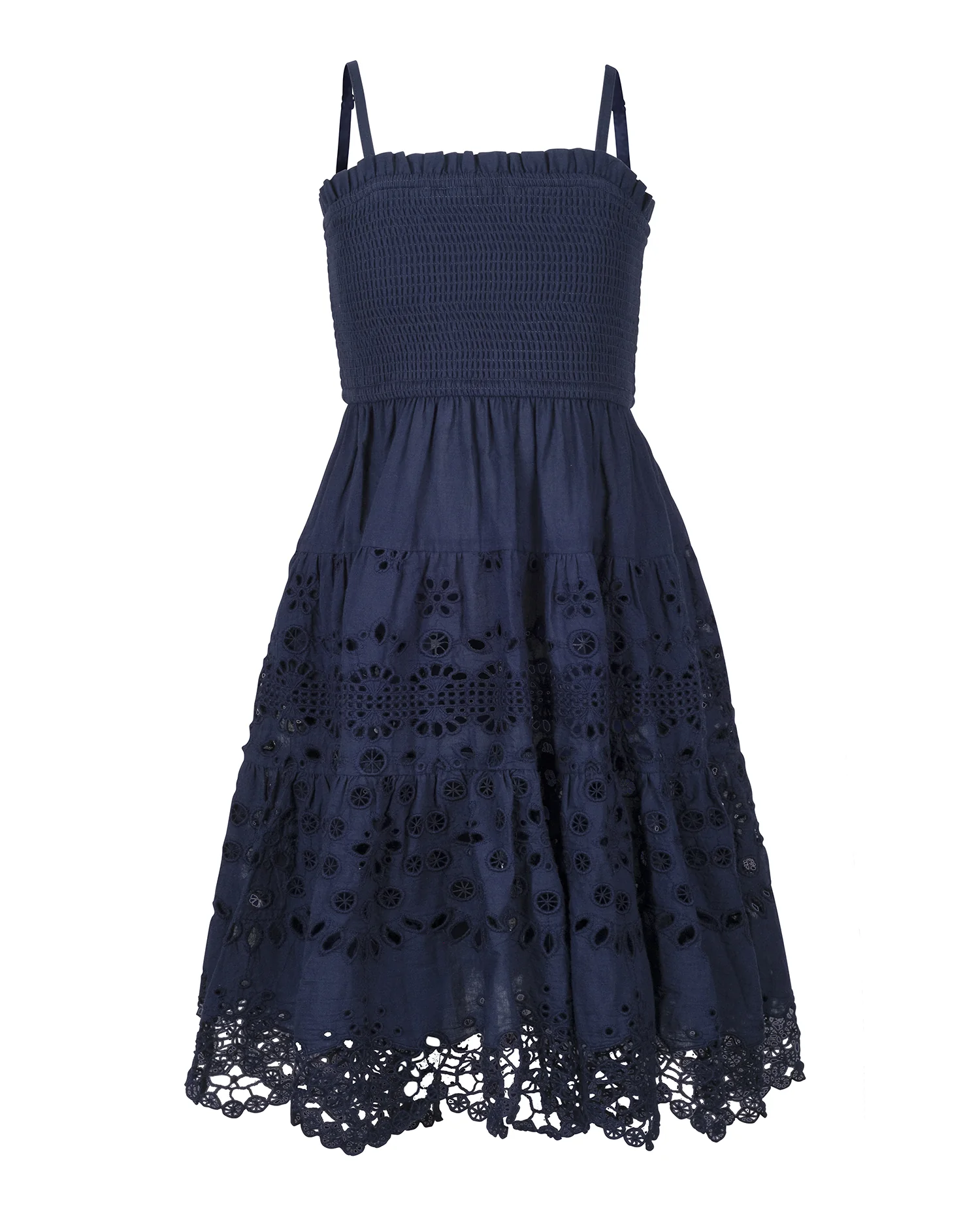 Girls Lila Dress In Navy Calypso Eyelet - Mycitystee