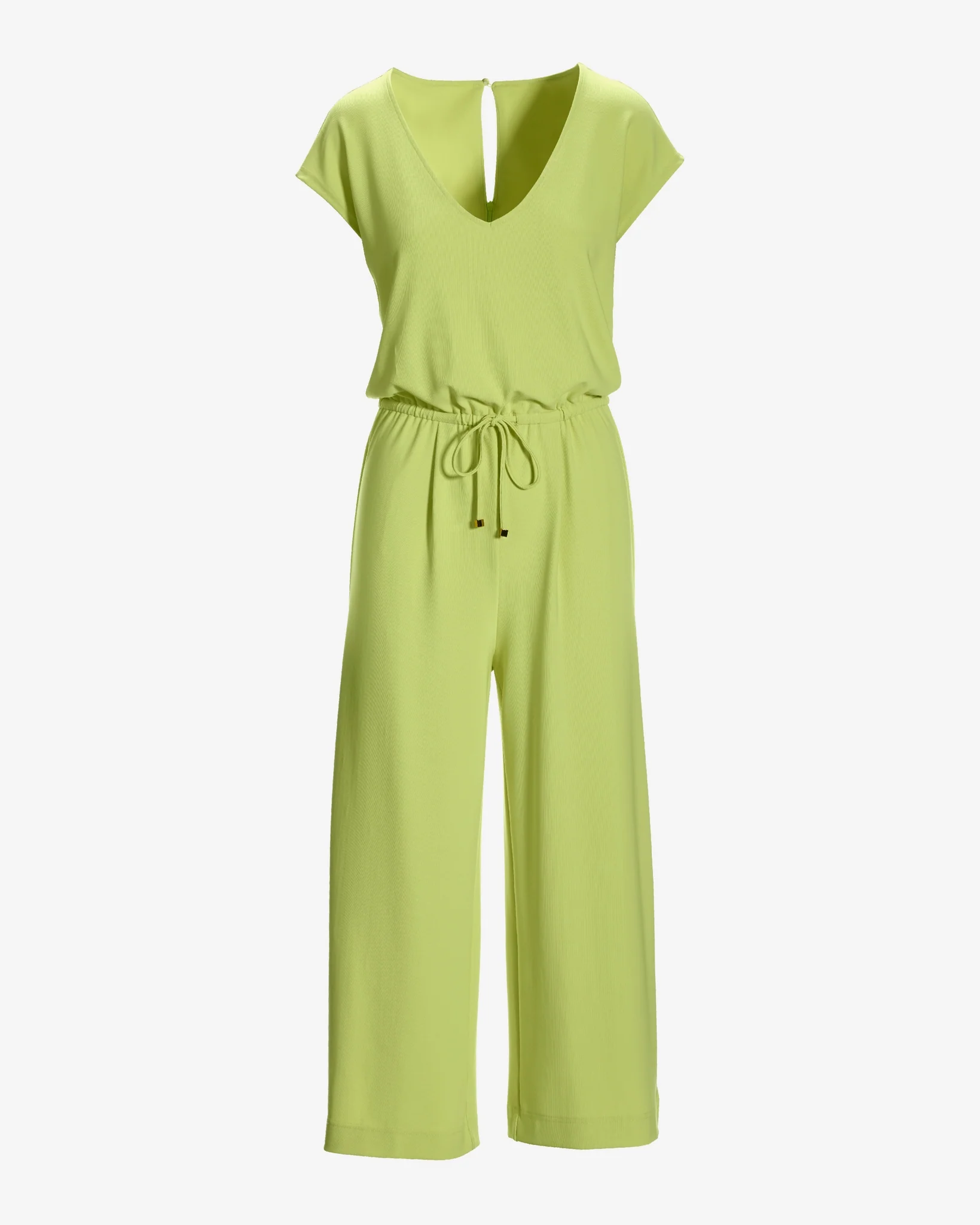 Beyond Travel Crop Drawstring Waist Jumpsuit Daiquiri Green - Mycitystee