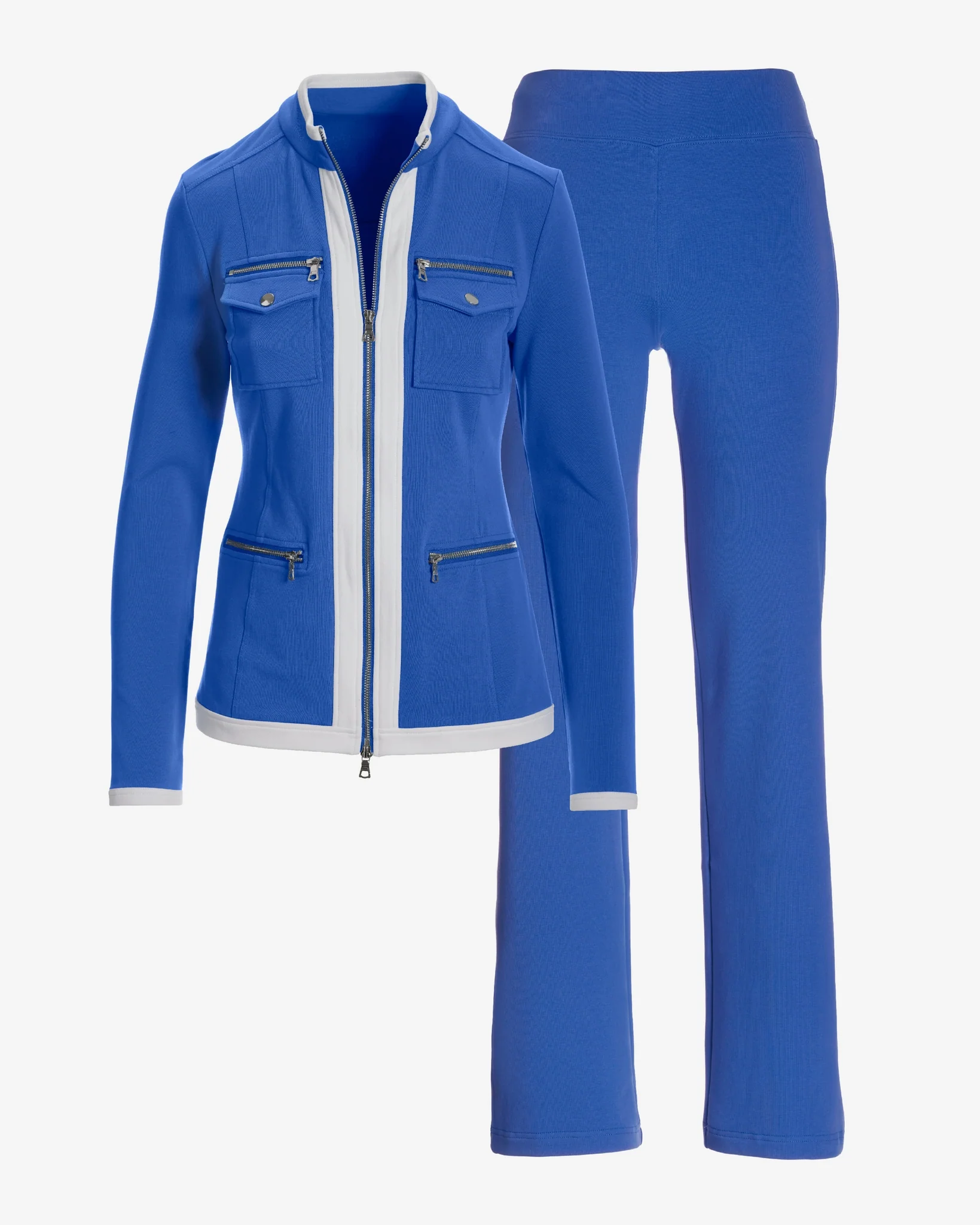 Chic Zippered Sport Coordinate Set Palace Blue - Mycitystee