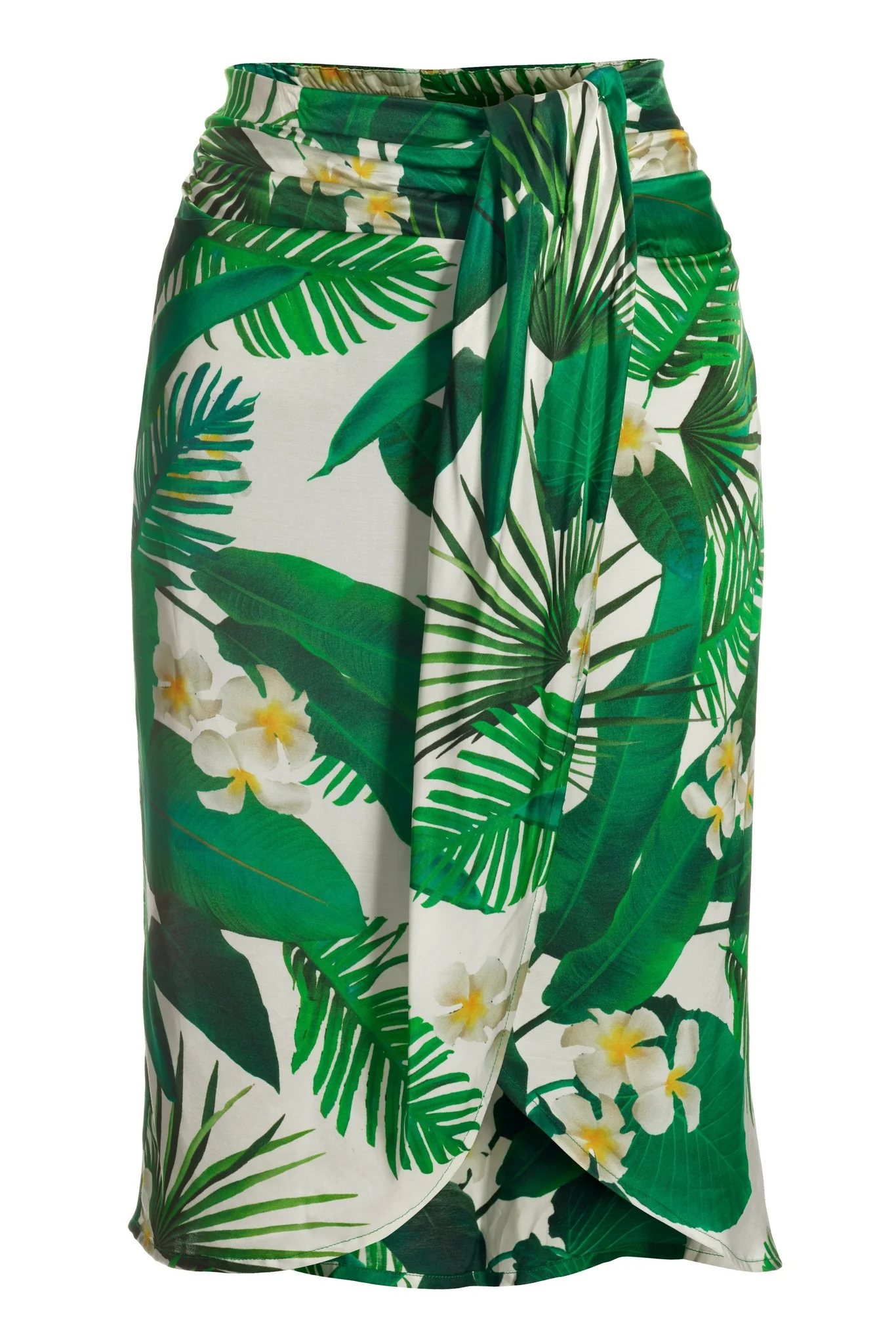 Tropical print charmeuse wrap skirt Green Multi - Mycitystee
