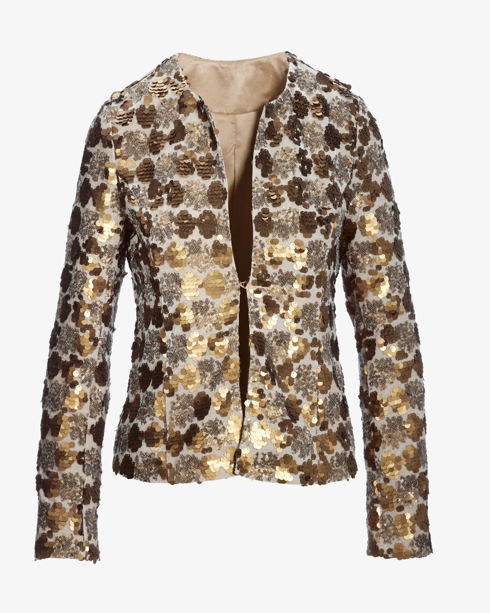 Sequin Embellished Velvet Jacket Cream/Gold - Mycitystee