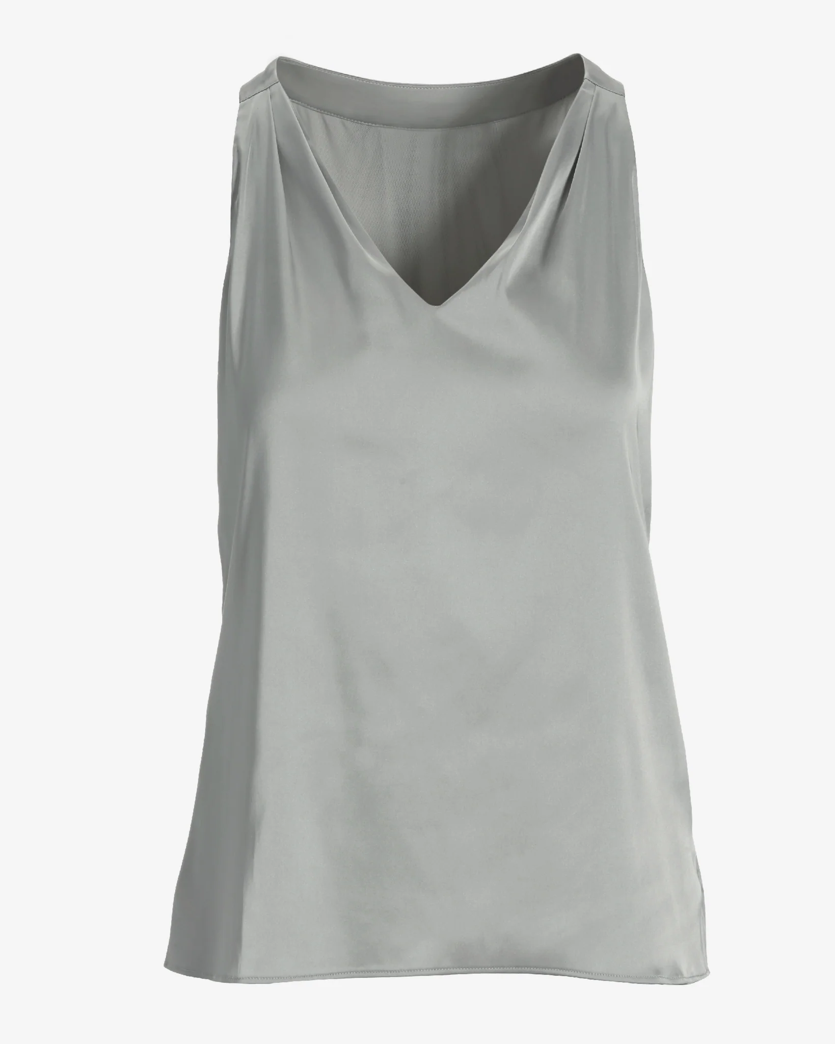 Nikki V-Neck Charmeuse Blouse Silver - Mycitystee