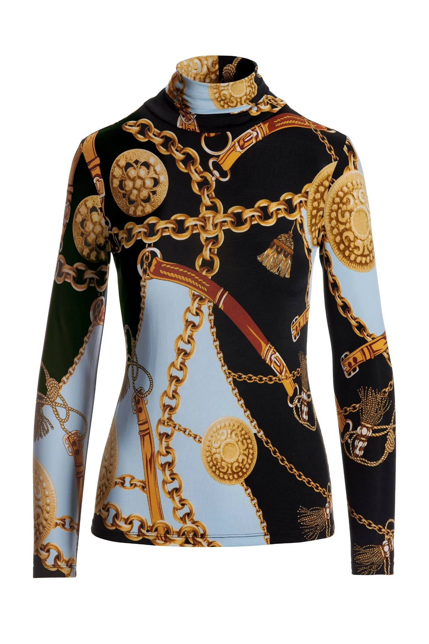 Status Chain Turtleneck Top Black Multi - Mycitystee