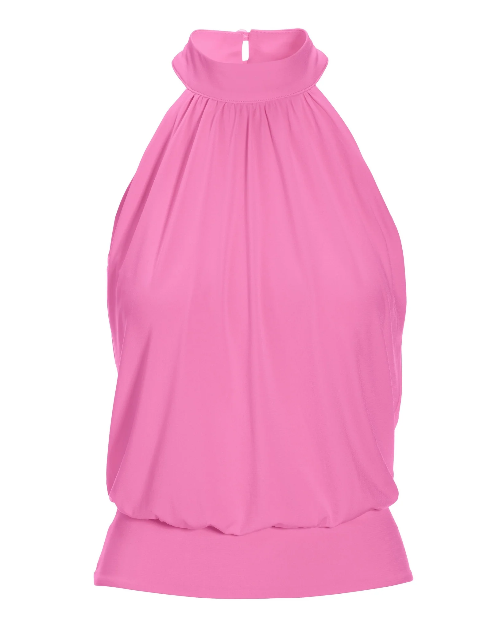 Halter Banded-Bottom Mock-Neck Knit Top Sachet Pink - Mycitystee