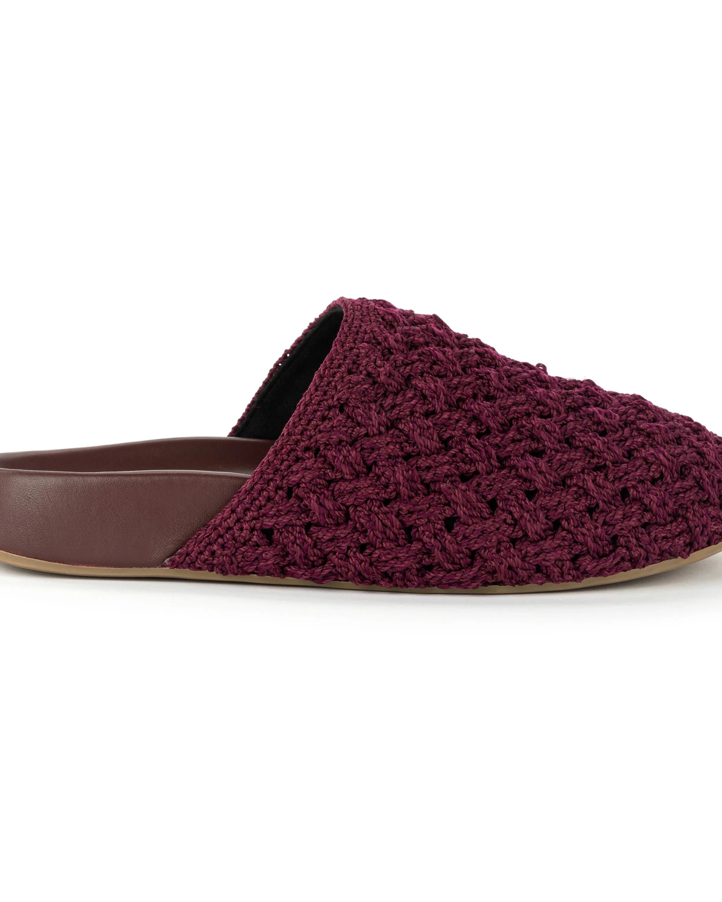 Bolinas Clog - Hand Crochet - Black Cherry Cozy Weave - Mycitystee