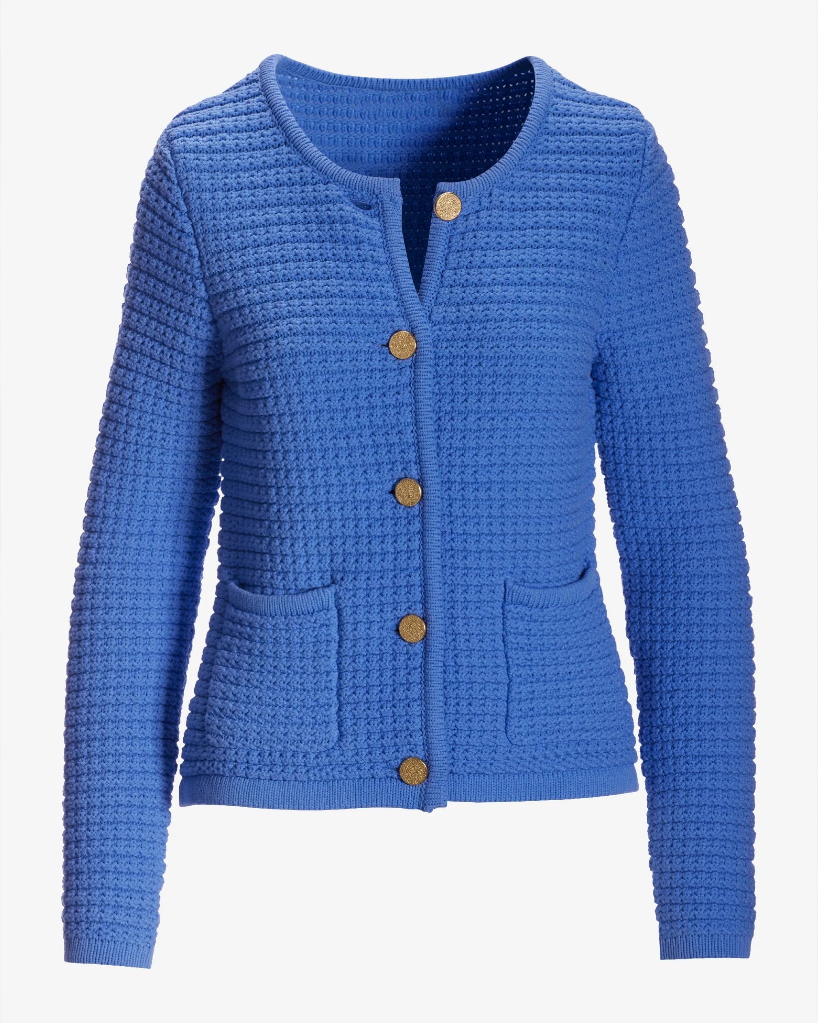 Textured Button Up Lady Cardigan Hydrangea Blue - Mycitystee